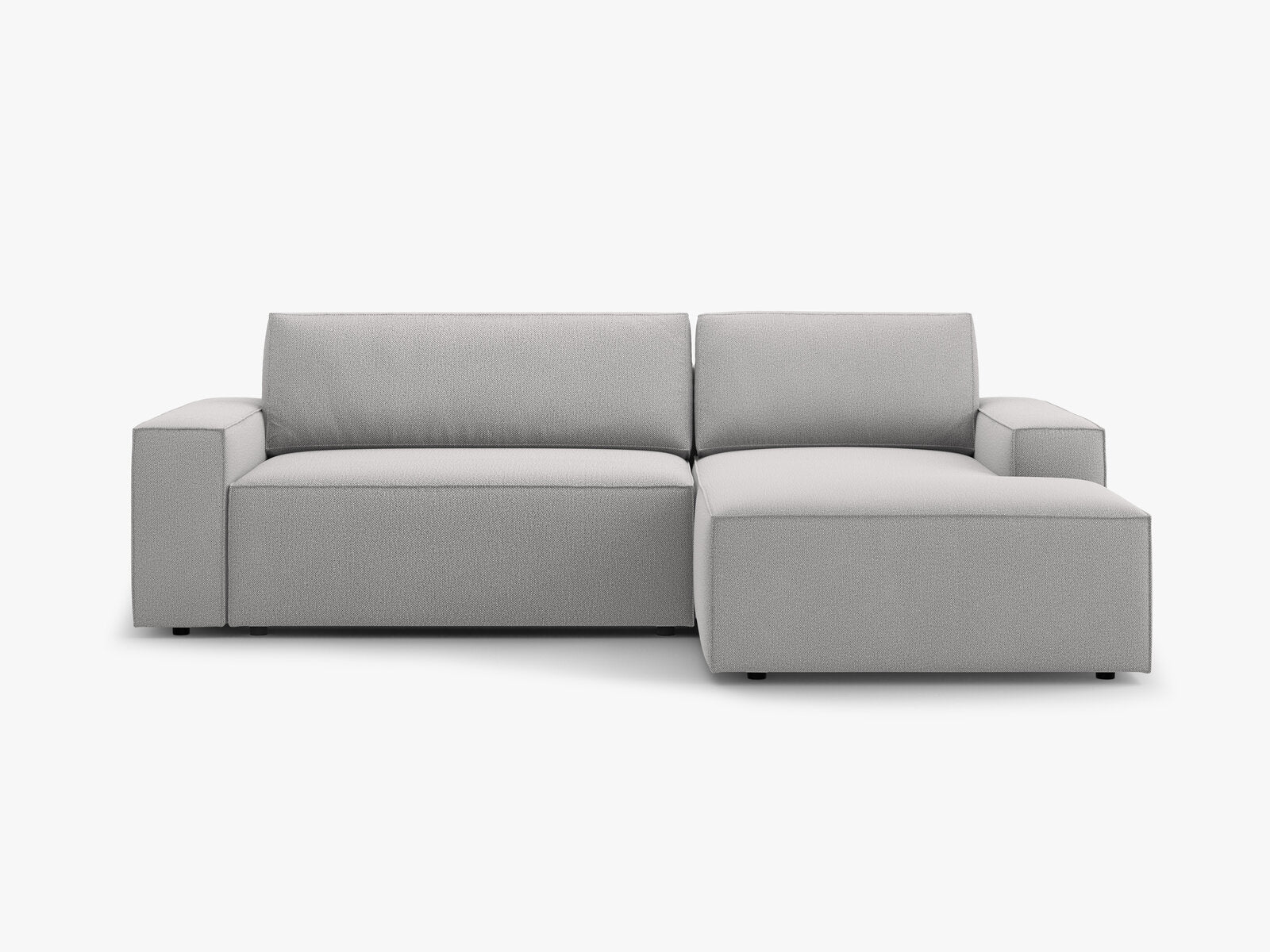 Micadoni Schlaf-Ecksofa Jodie 3-Sitzer Rechts Strukturierter Stoff Hellgrau