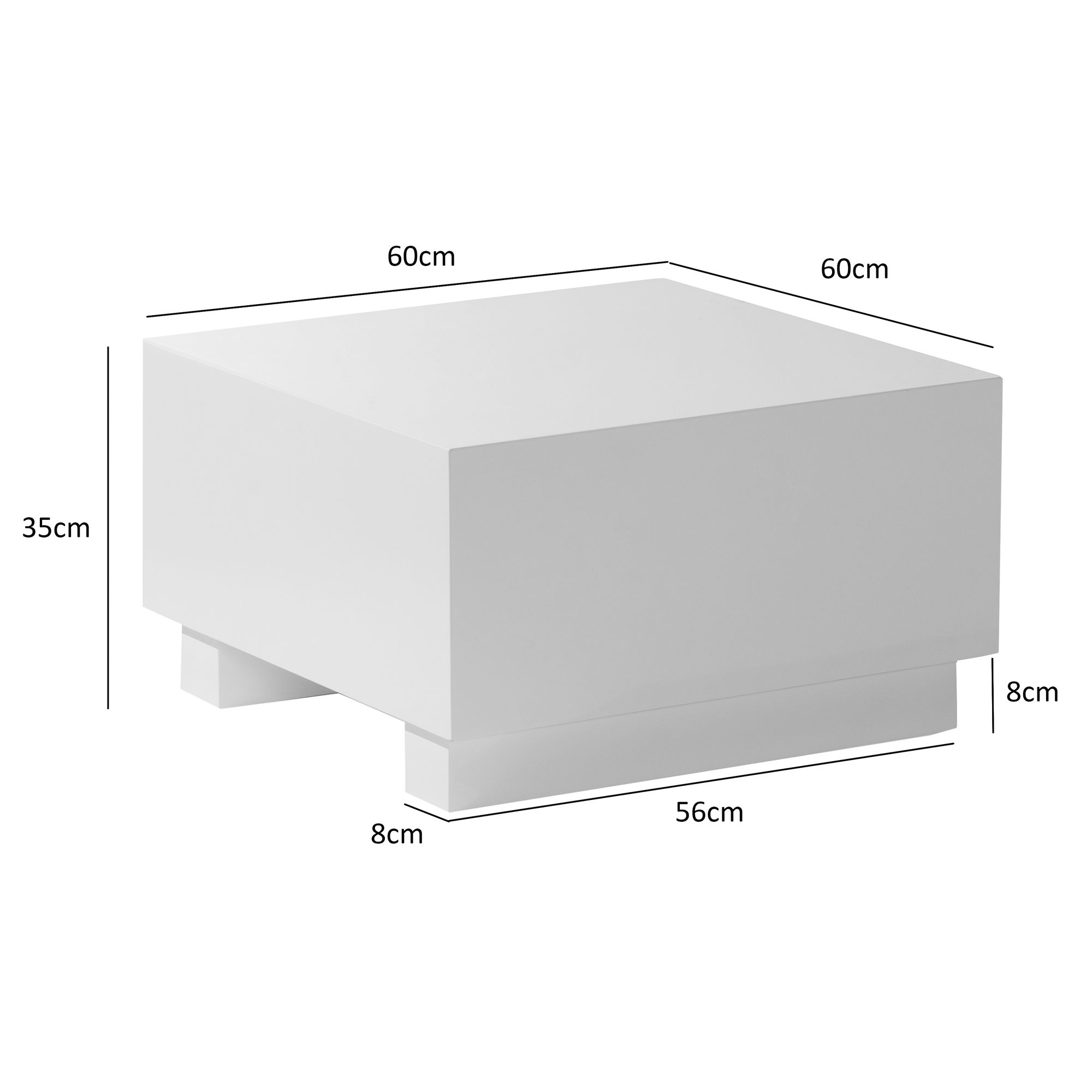 Couchtisch Alsen Weiß 60 × 60 × 35 cm