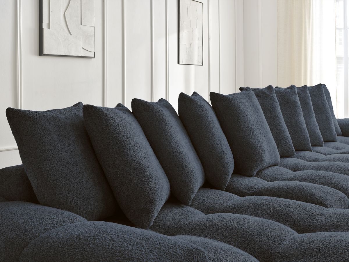 Bobochic Anakin Wohnlandschaft, 10 Kissen Bouclé-Stoff Dunkelblau