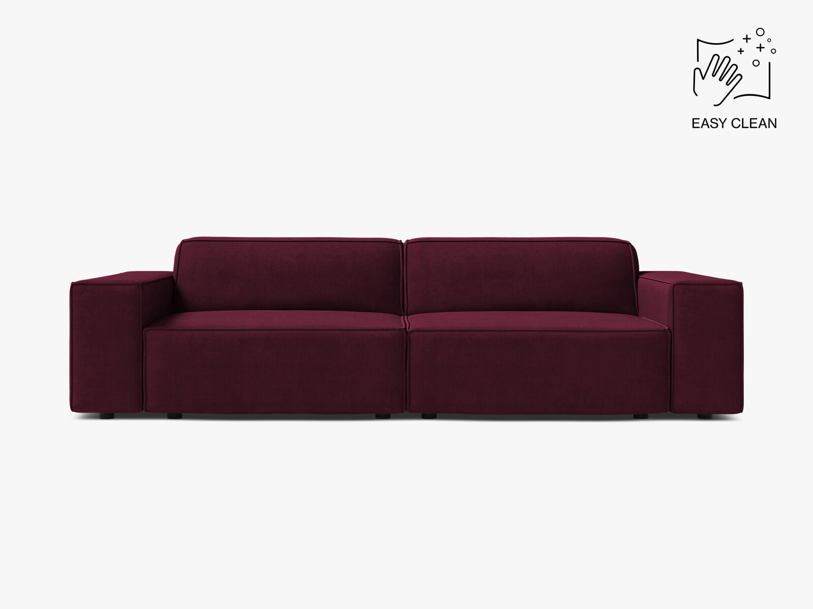 Micadoni 3-Sitzer Sofa Jodie Samt Venus Burgunder
