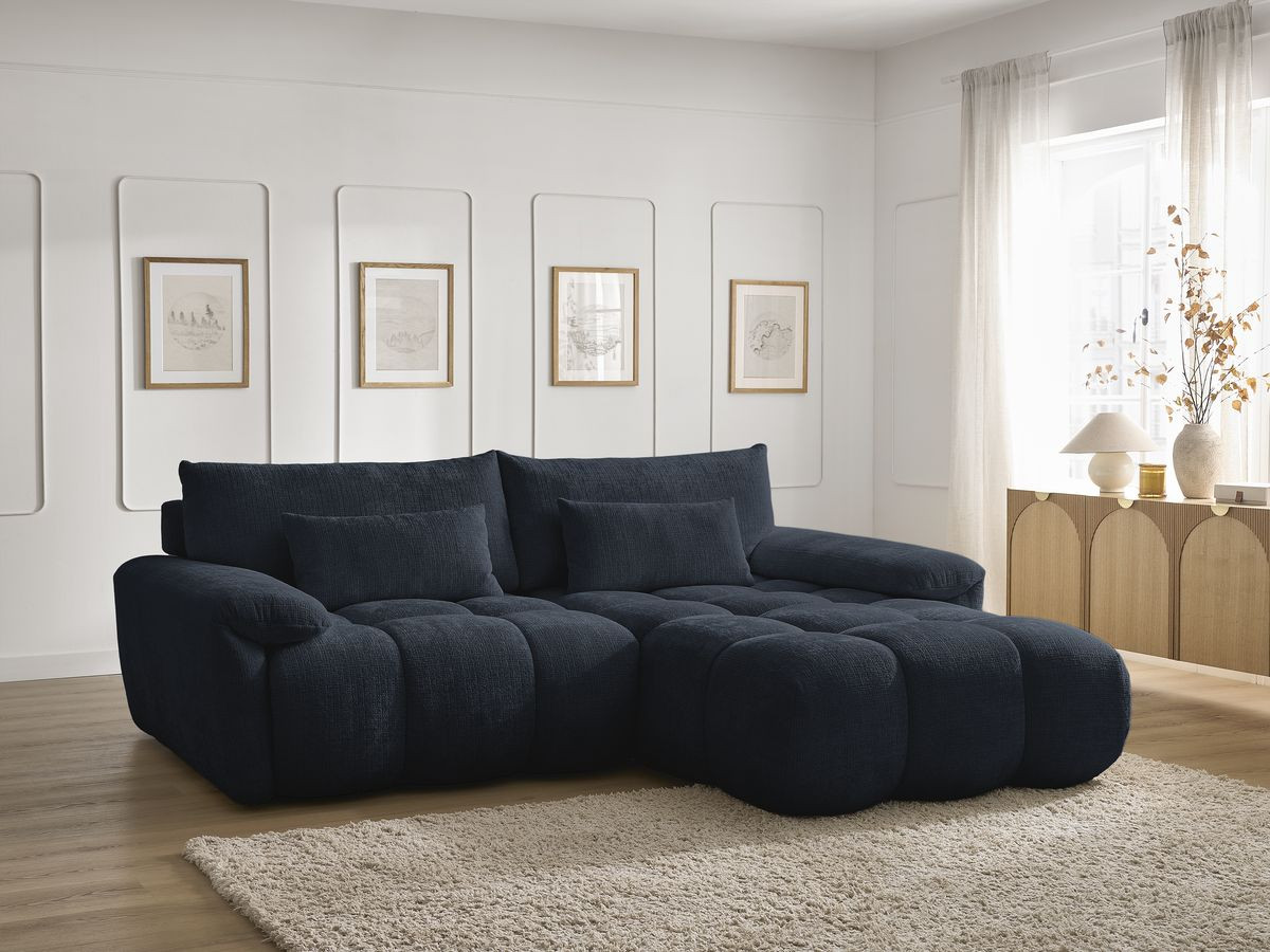 Bobochic Ivane Ecksofa Strukturstoff Dunkelblau Ecke rechts