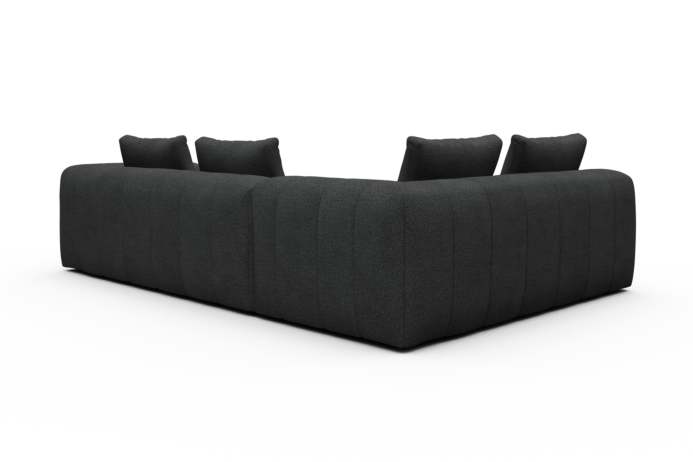 Ecksofa Hugo 2x 2,5-Sitzer Armlehne rechts Boucle-Charcoal