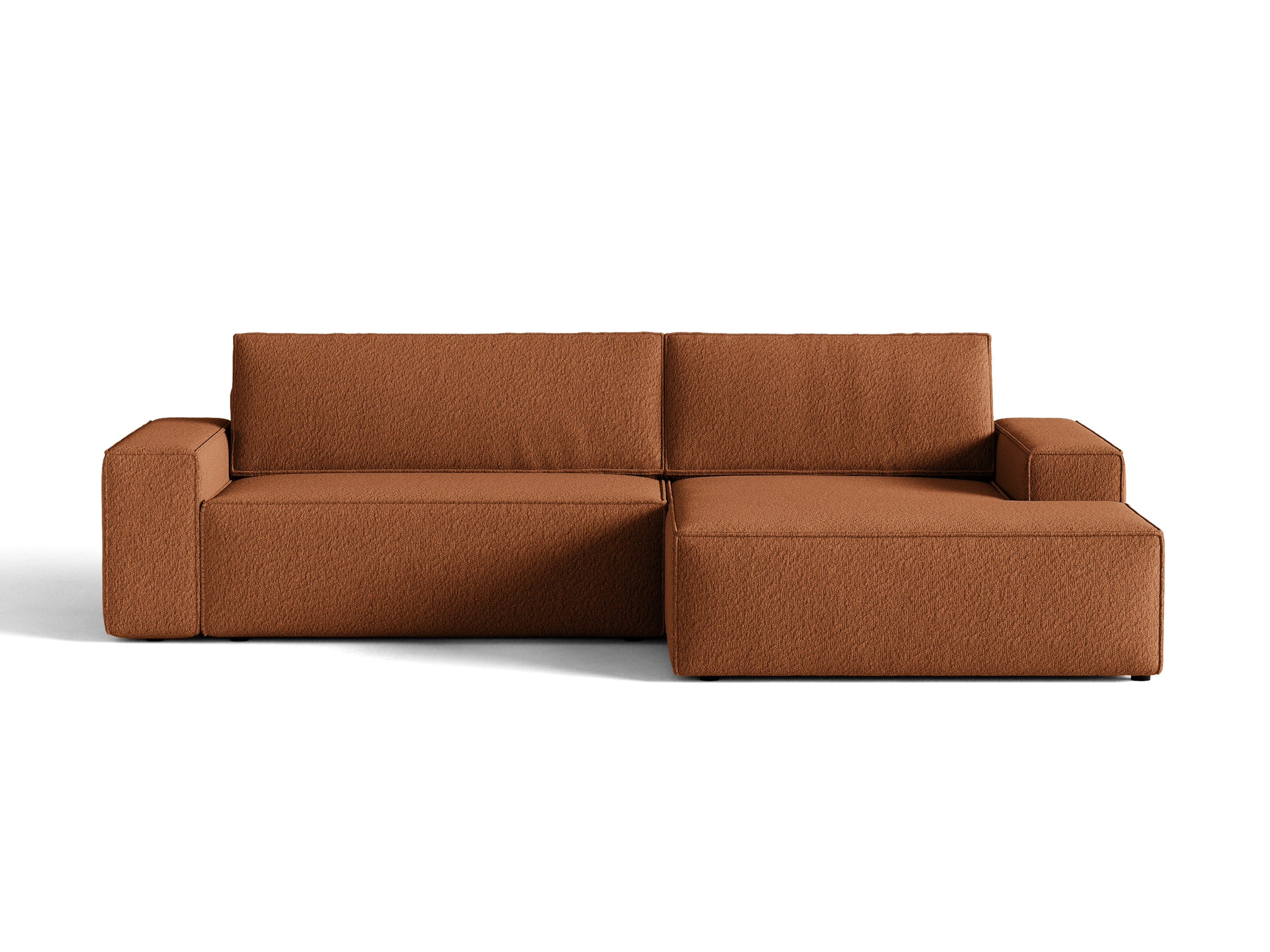 Micadoni Schlaf-Ecksofa Jodie 3-Sitzer Boucle Baloo Terrakotta Rechts