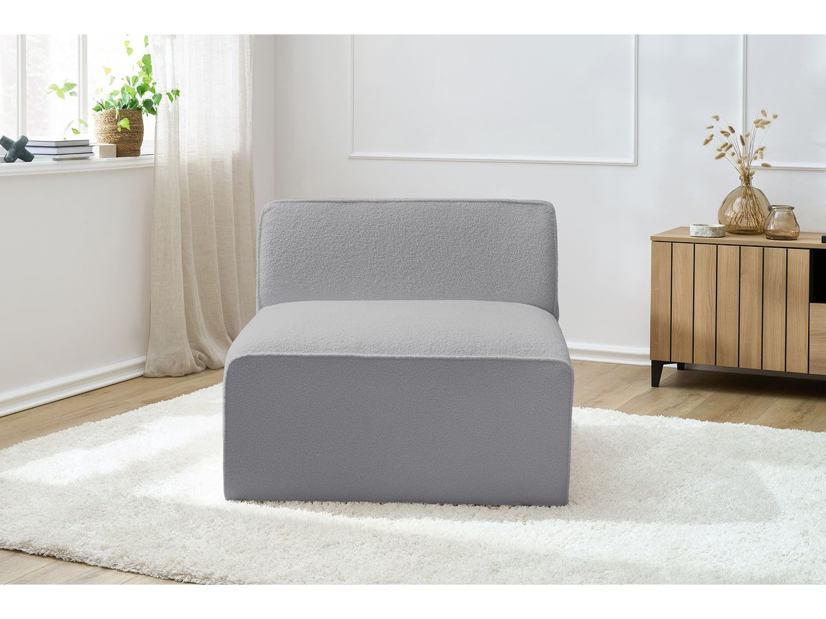 Bobochic Megeve Sofamodul 1-Sitzer Bouclé-Stoff Hellgrau