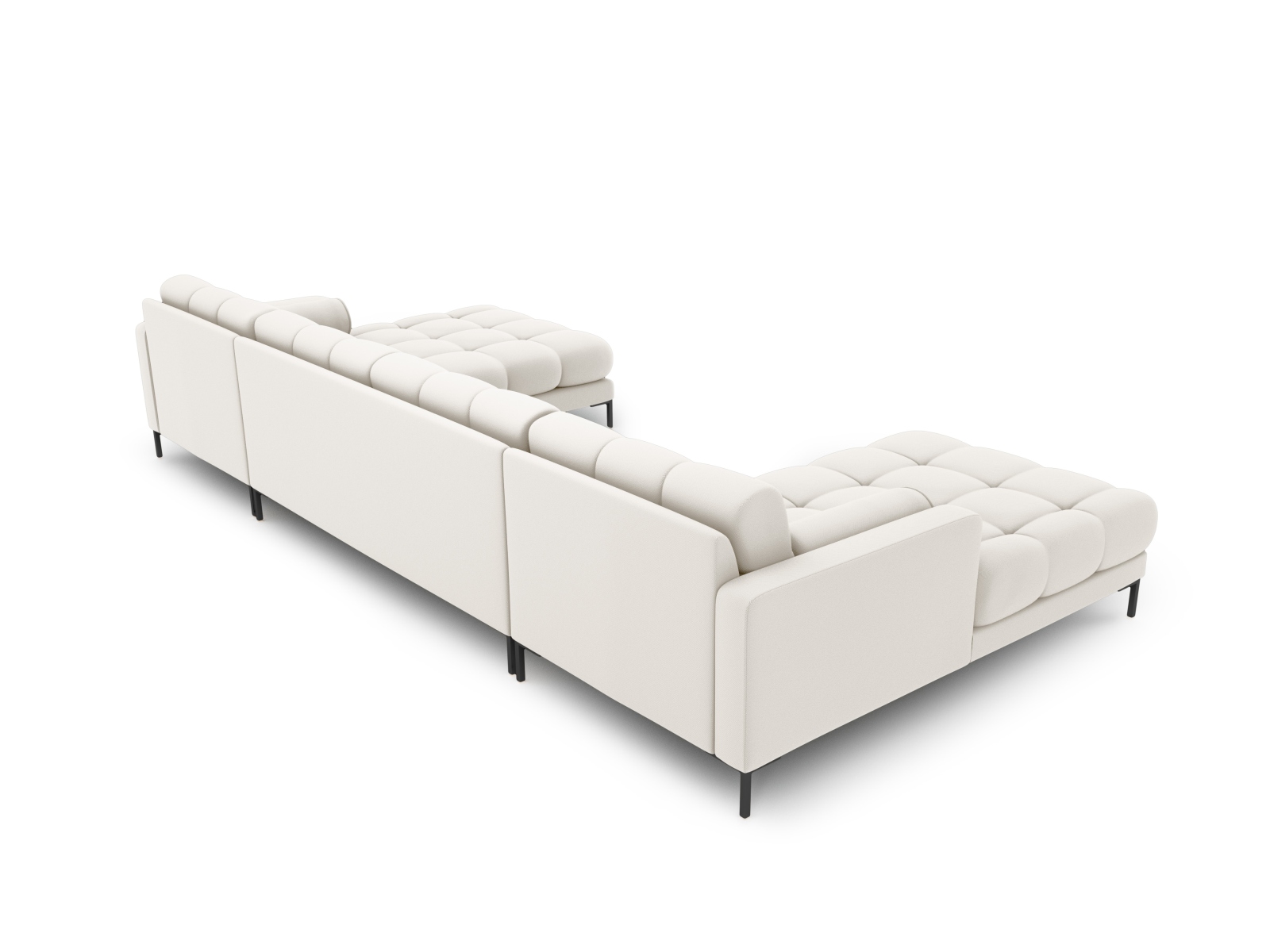 Cosmopolitan Design Panoramasofa Bali 7-Sitzer 383 cm Strukturierter Stoff Neve Helles Beige Beine Schwarzes Metall
