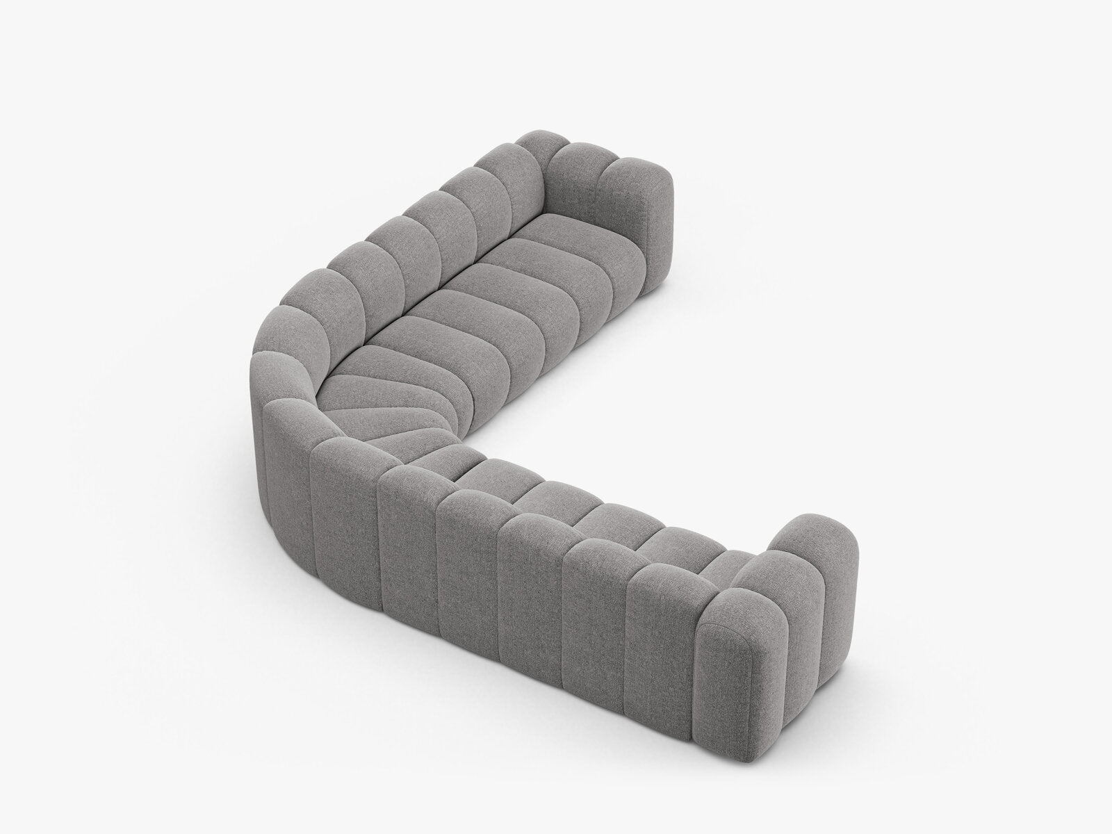 Micadoni symmetrisches Ecksofa Lupine 5-Sitzer  Chenille Eden Hellgrau