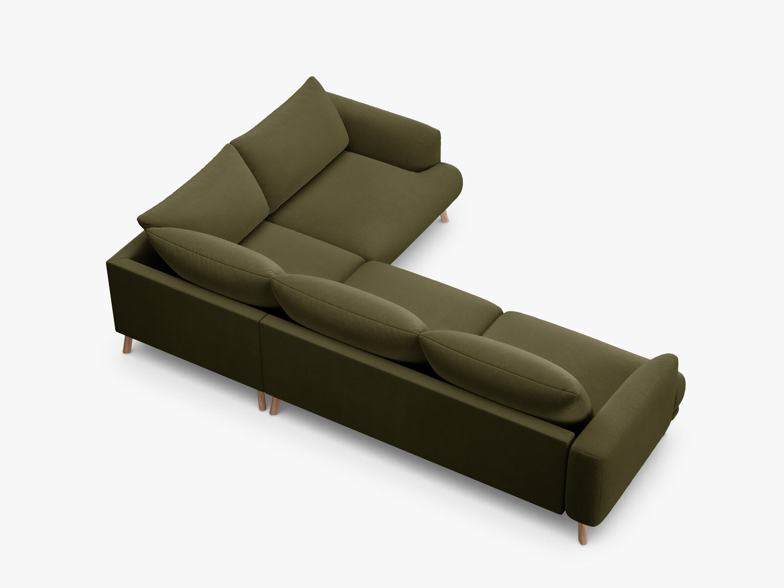 Micadoni Ecksofa Naomi 4-Sitzer große Version Rechts Samt Salvador Grün