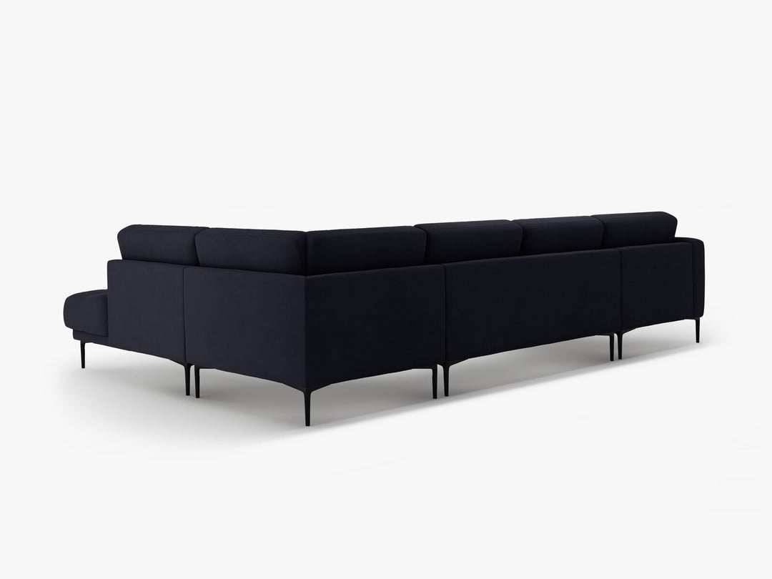 Micadoni Panorama Ecksofa Bemy 7-Sitzer Rechts Samt Königsblau