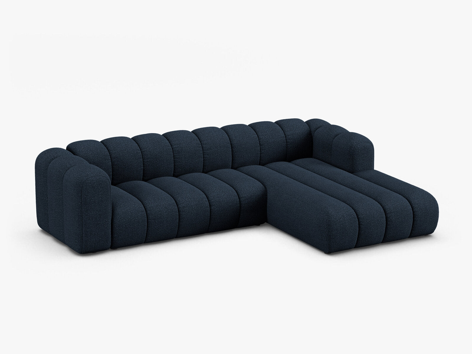 Micadoni Modulares Ecksofa Lupine 4-Sitzer Rechts Boucle Baloo Dunkelblau