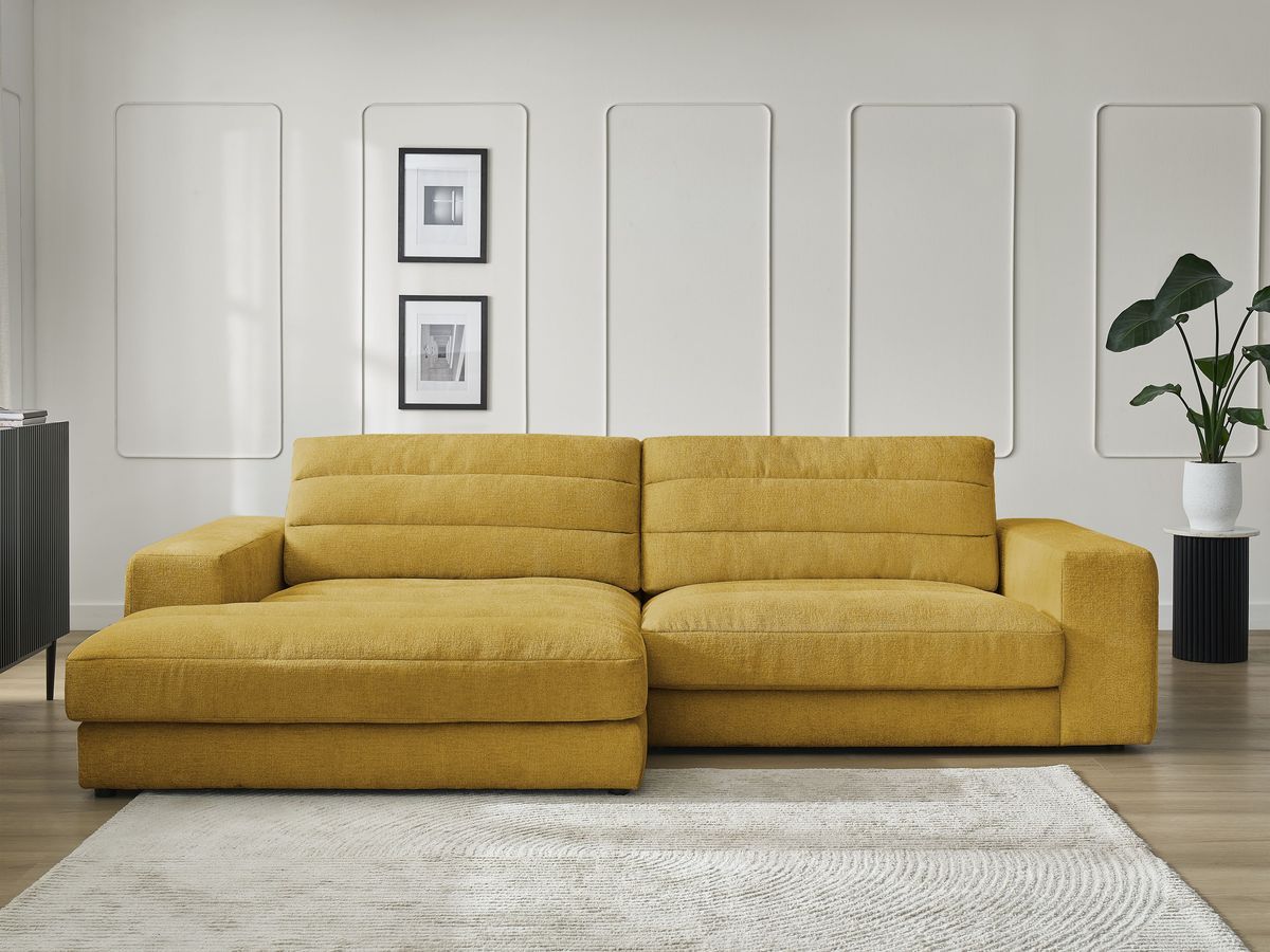 Bobochic Sierra Ecksofa Strukturstoff Gelb Ecke links