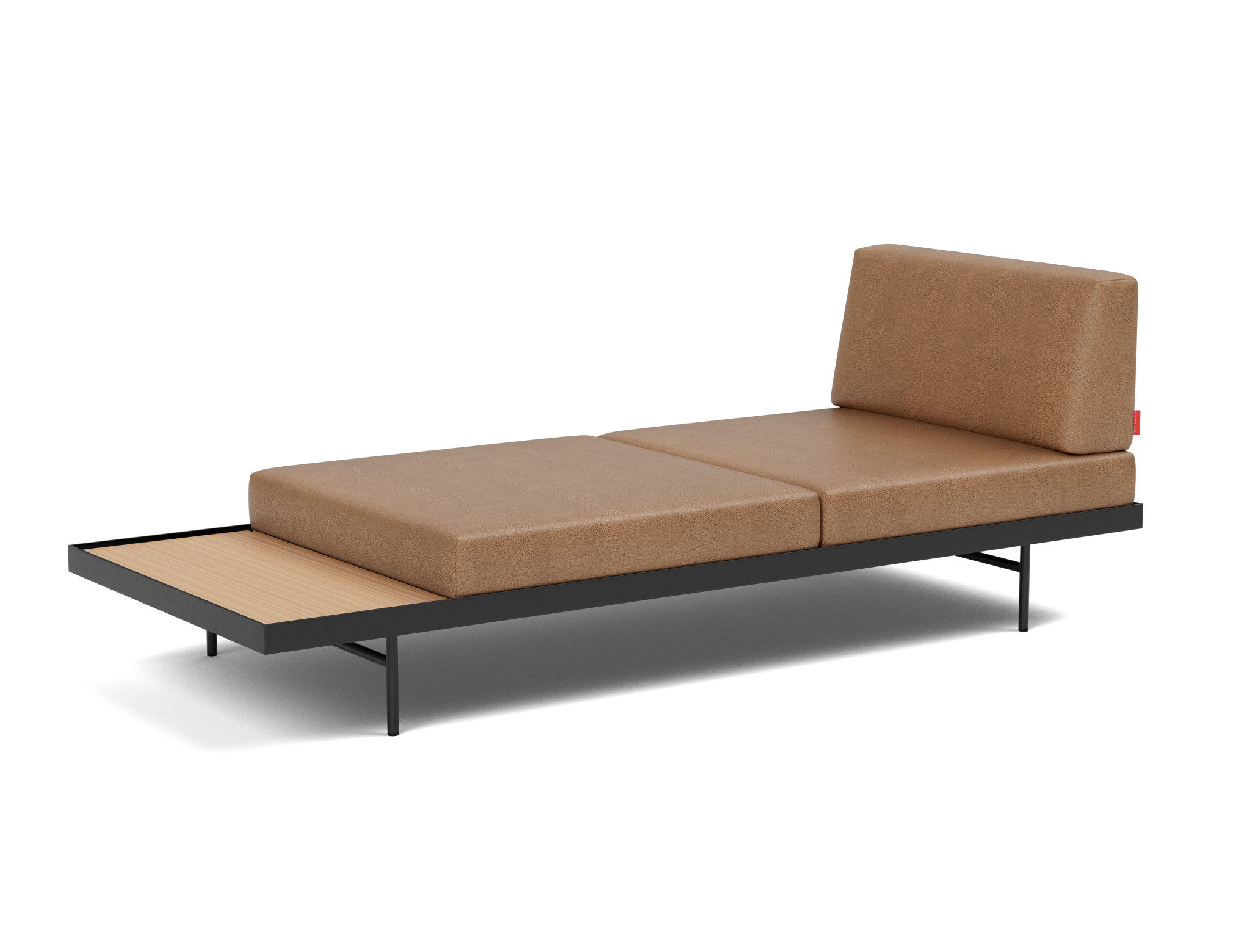 Tagesbett Puri Lederoptik Faunal 551-Brown Beine mit Eichentisch