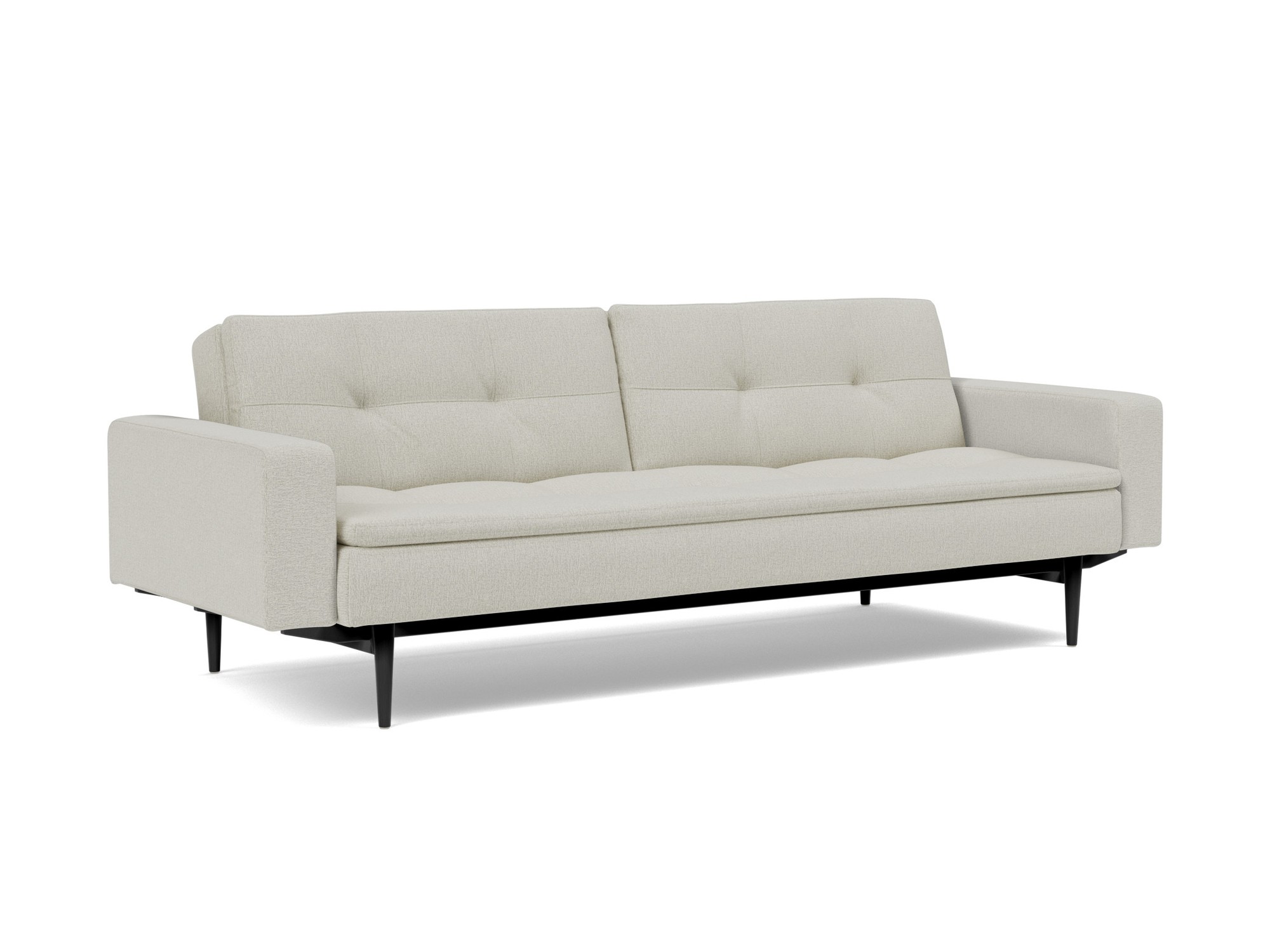 Schlafsofa Dublexo mit Armlehnen Flachgewebe Mixed Dance 527-Natural Beine Styletto Eiche schwarz