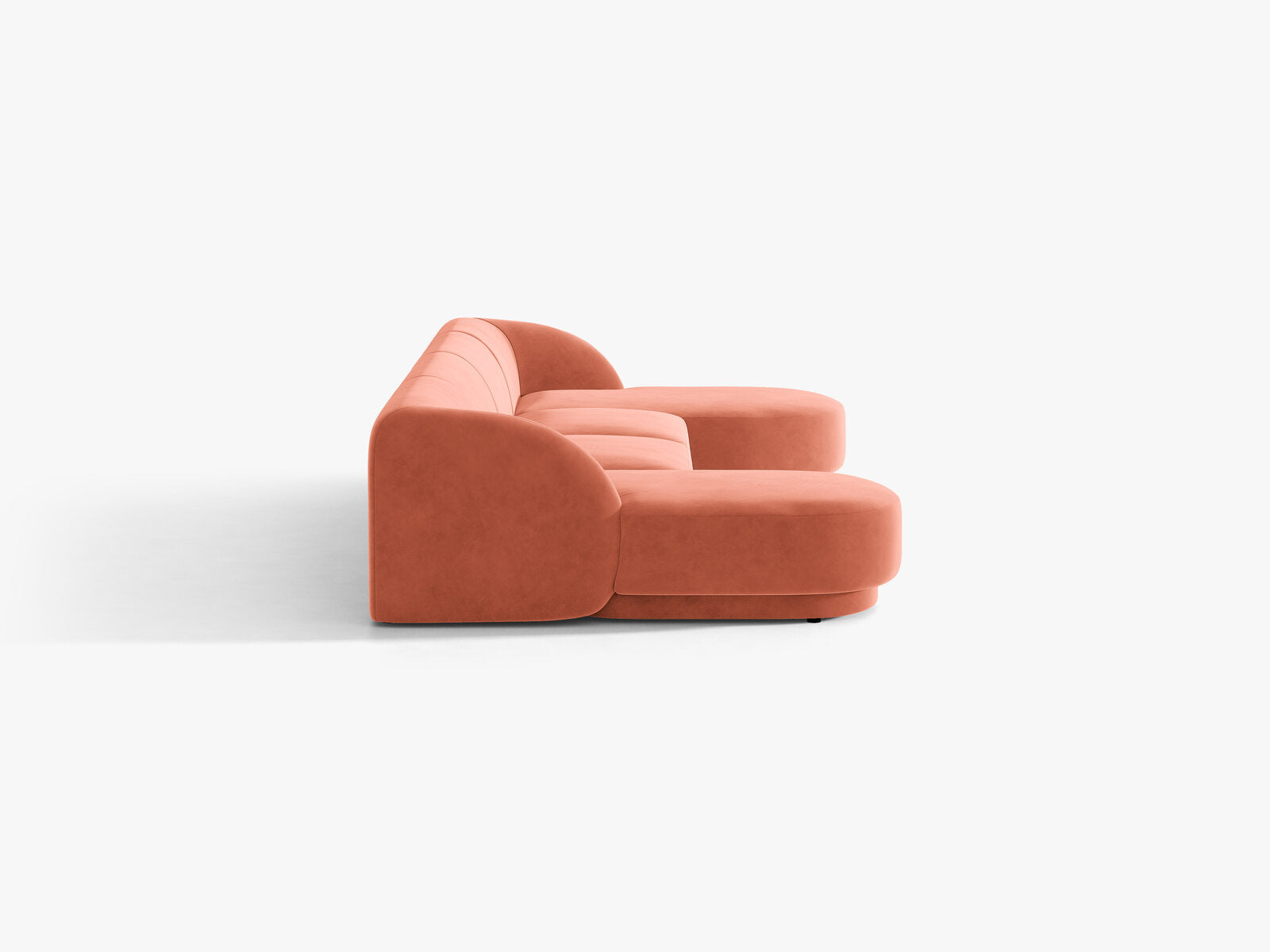 Micadoni Panorama-Sofa Miley 5-Sitzer Samt Venus Koralle