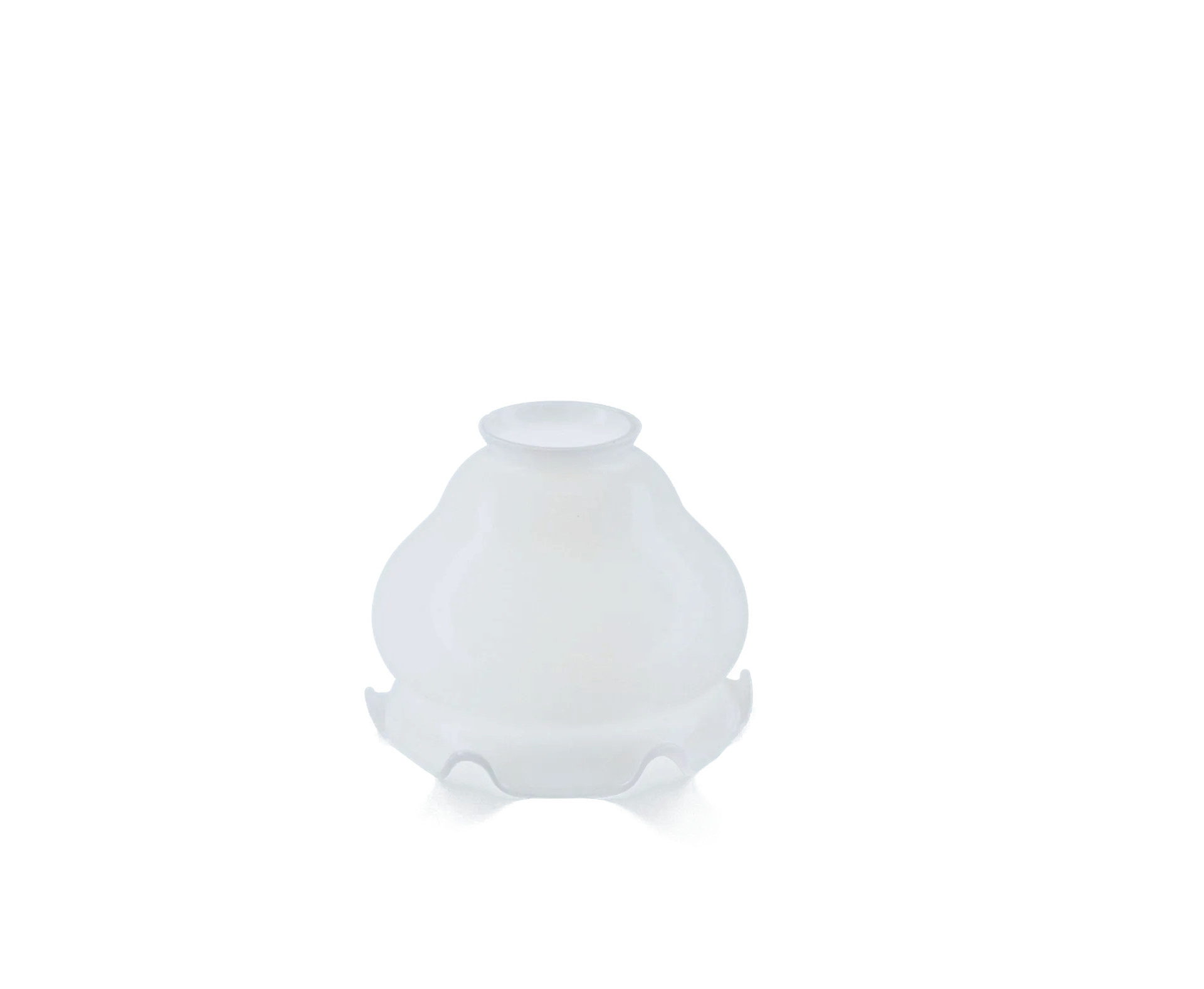 Berliner Messinglampen Glasschirm Nr. 08 Tulpenform, Opalglas weiß glänzend