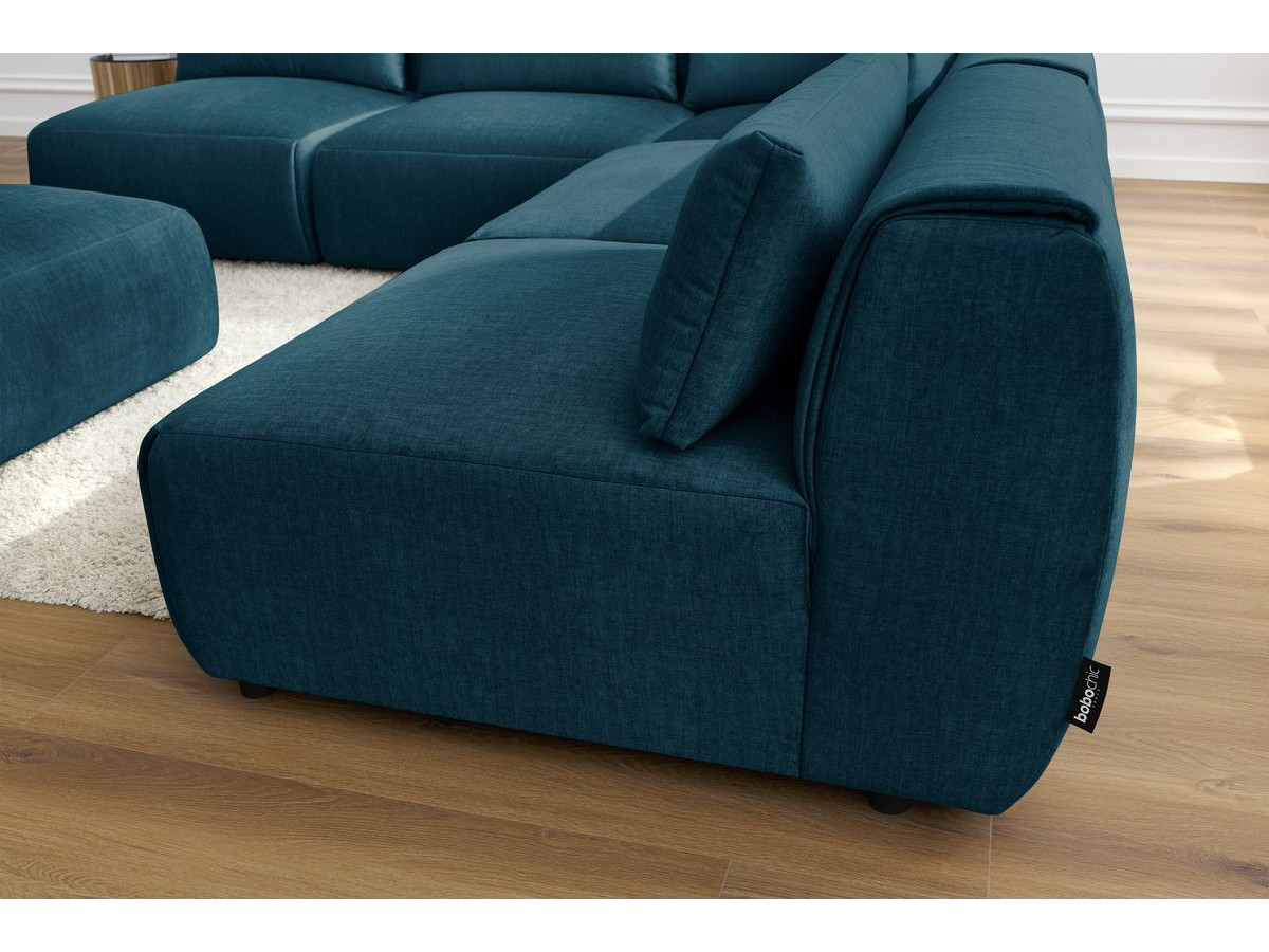 Bobochic Jeanne Ecksofa mit Pouf Samt Dunkelblau