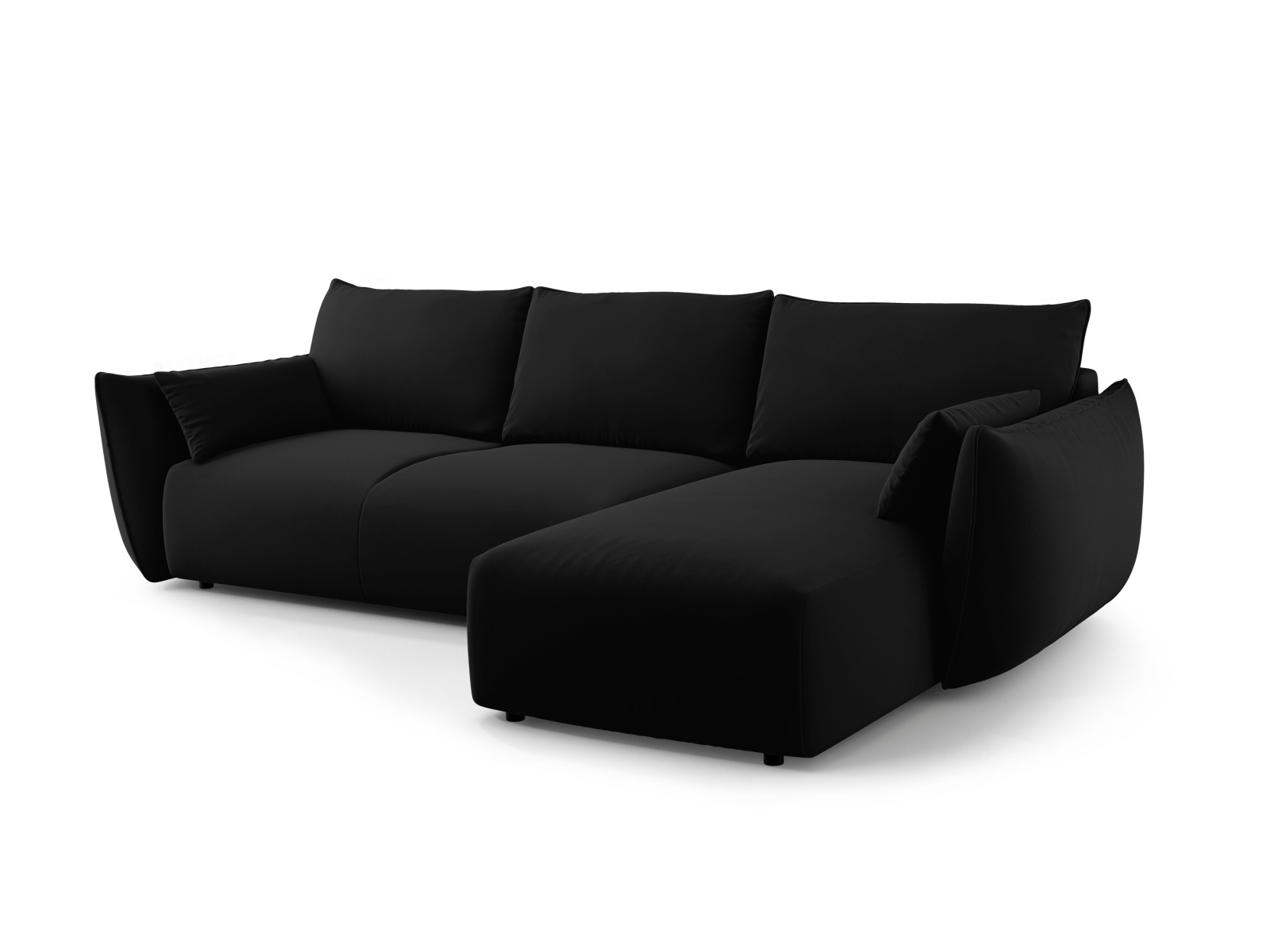 Cosmopolitan Design Ecksofa Matera 4-Sitzer mit Schlaffunktion Samt Salvador Schwarz Rechts