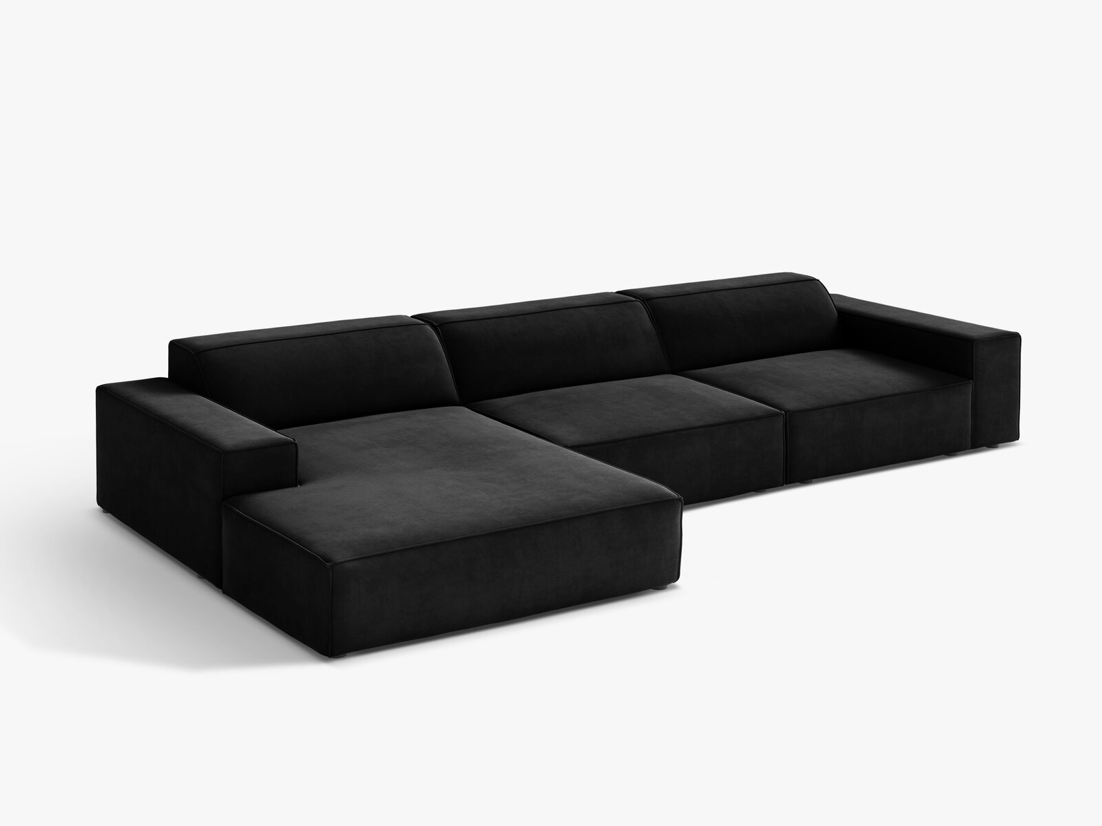 Micadoni Ecksofa Jodie 4-Sitzer Samt Venus Schwarz Links