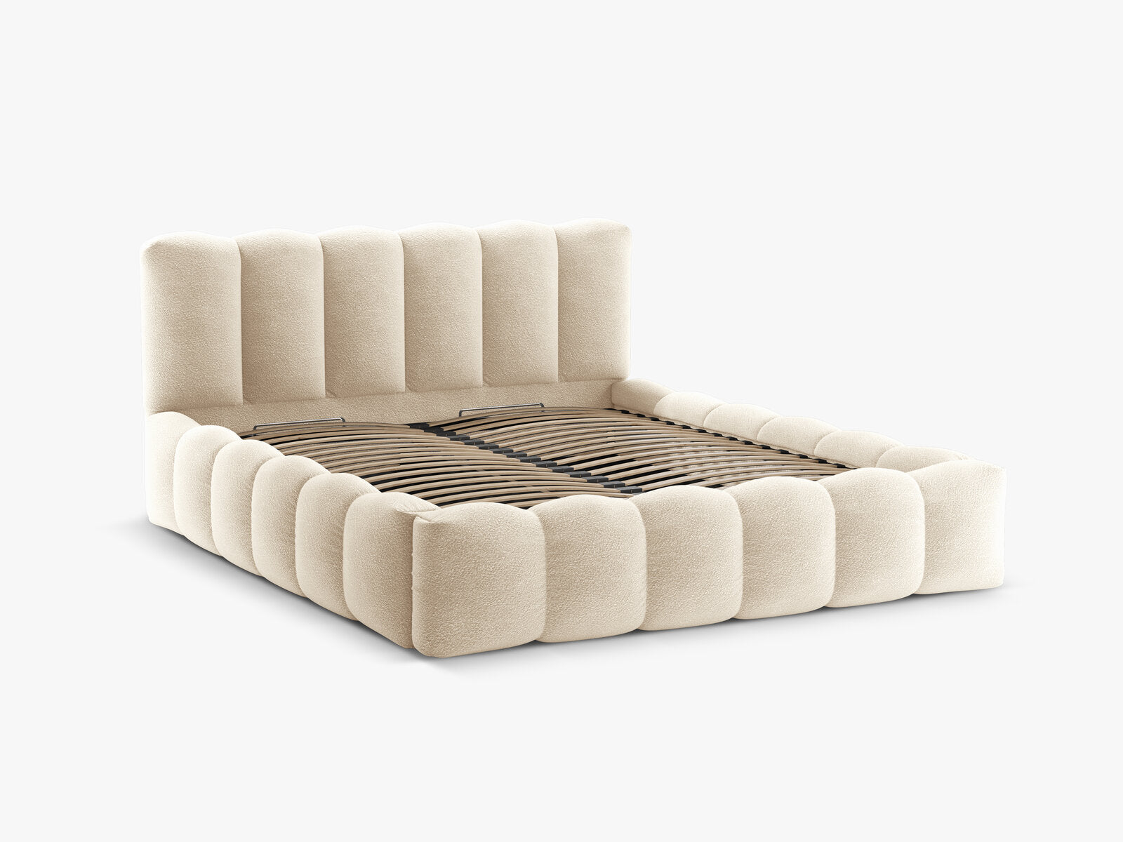 Micadoni Stauraumbett mit Kopfteil Lupine Boucle Baloo Beige 140x200