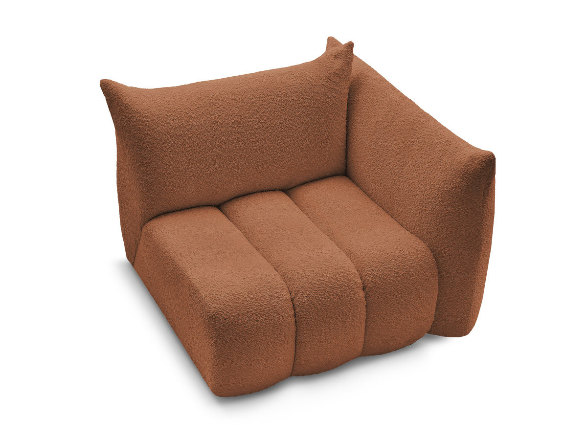 Bobochic Azra Sofamodul 1-Sitzer 117 × 112 cm Bouclé-Stoff Orange Ecke rechts