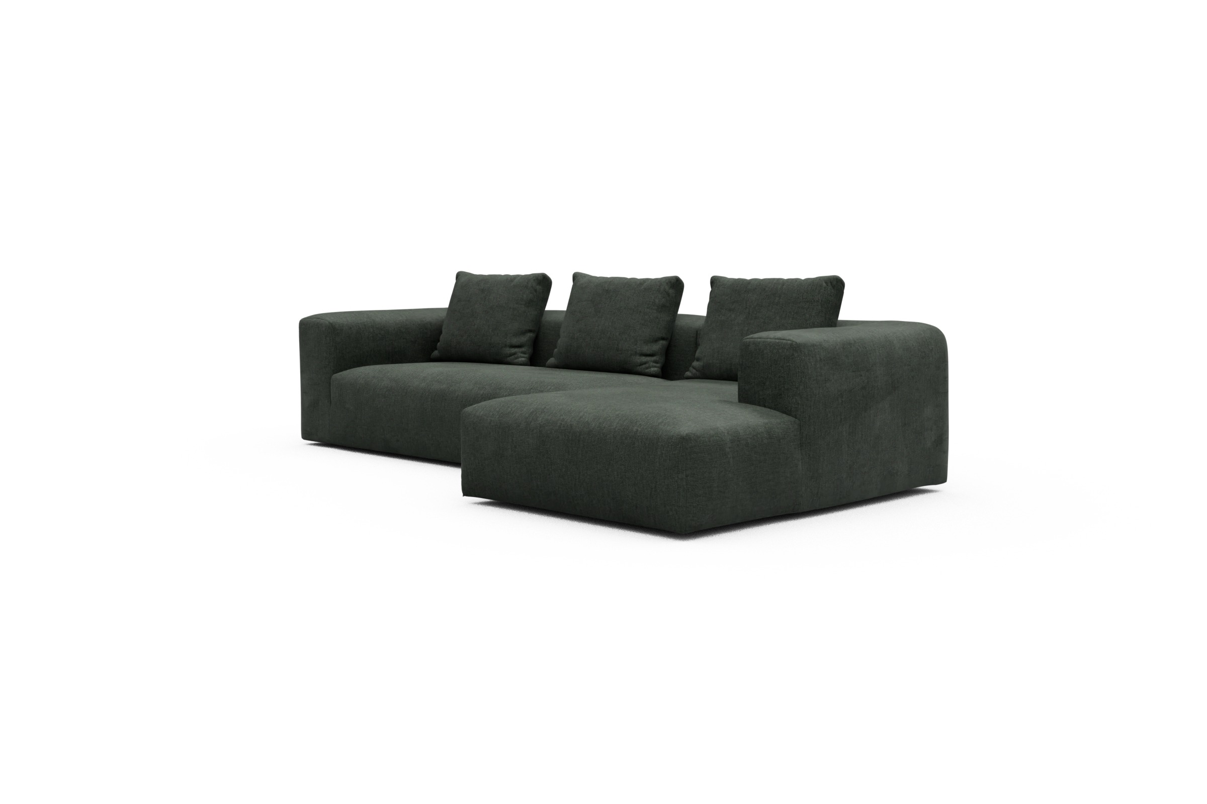 Ecksofa Fred Chaiselongue rechts mit 2,5-Sitzer Aivi-Pine-Green