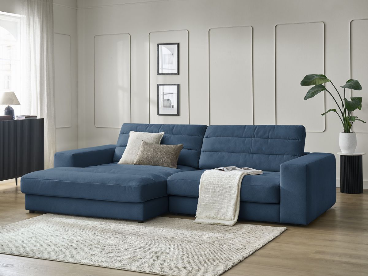 Bobochic Sierra Ecksofa Samt Dunkelblau Ecke links