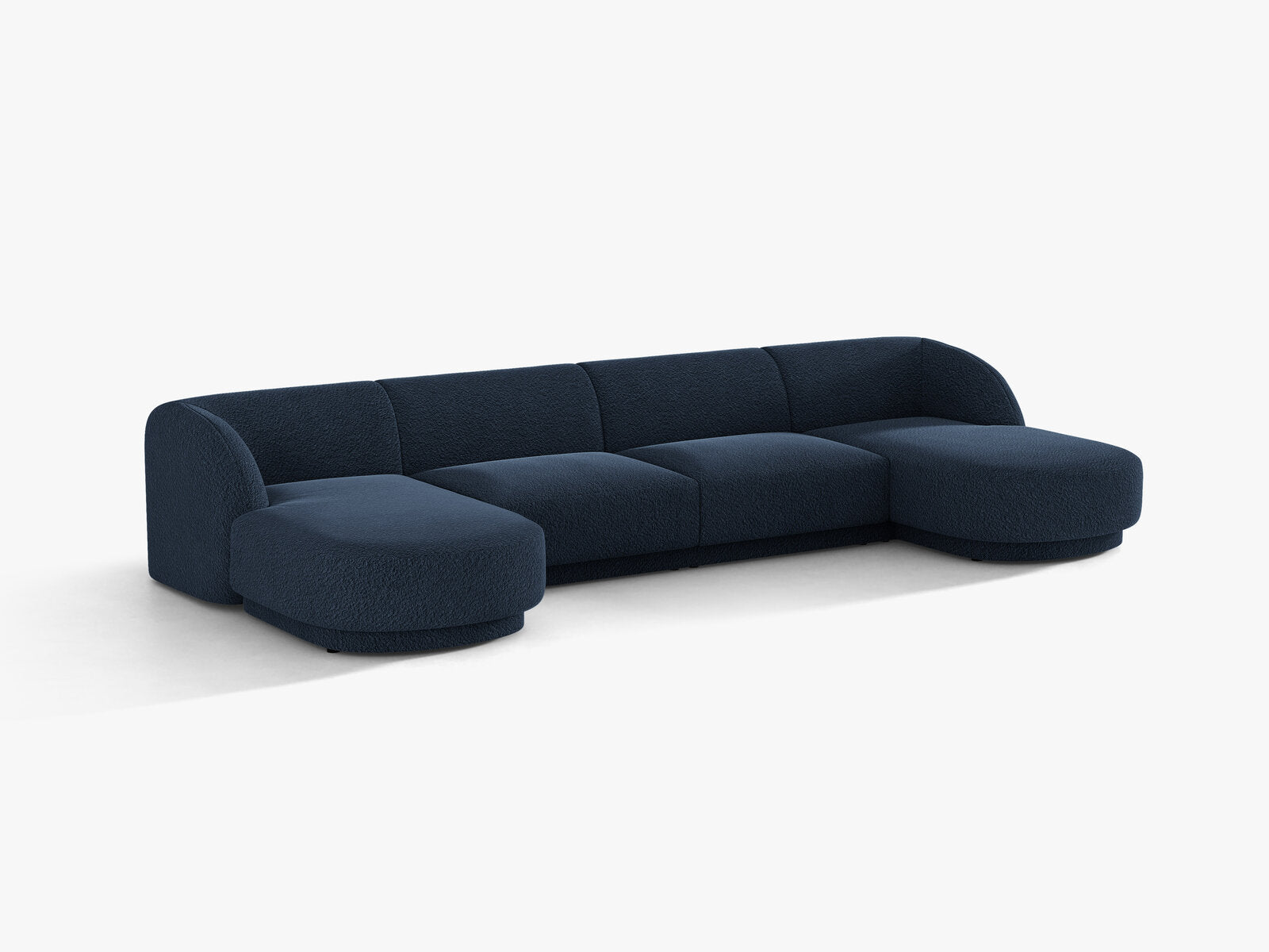 Micadoni Panorama-Sofa Miley 5-Sitzer Boucle Baloo Dunkelblau