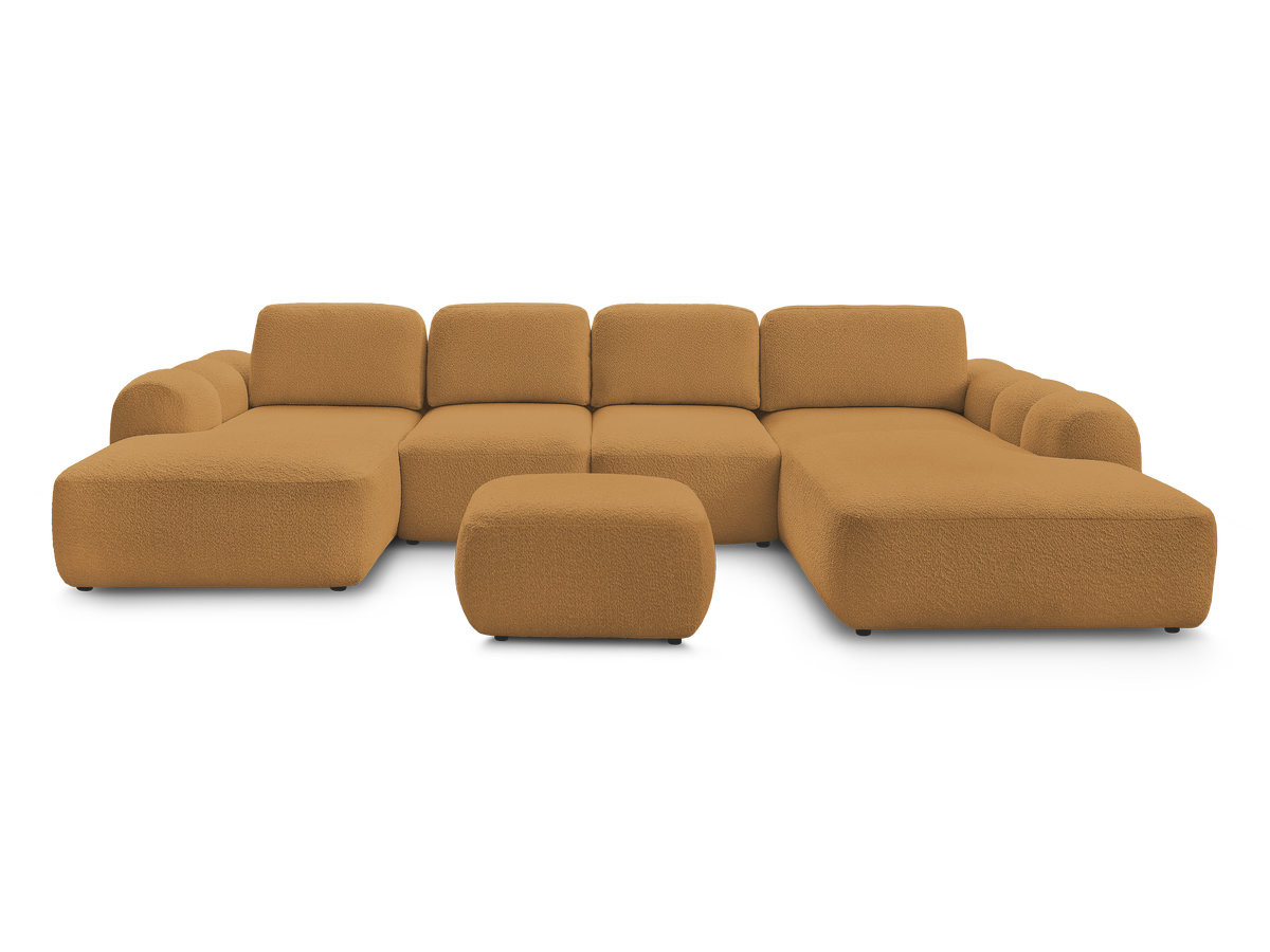 Bobochic Montaigne Wohnlandschaft mit Pouf Bouclé-Stoff Gelb Ecke links