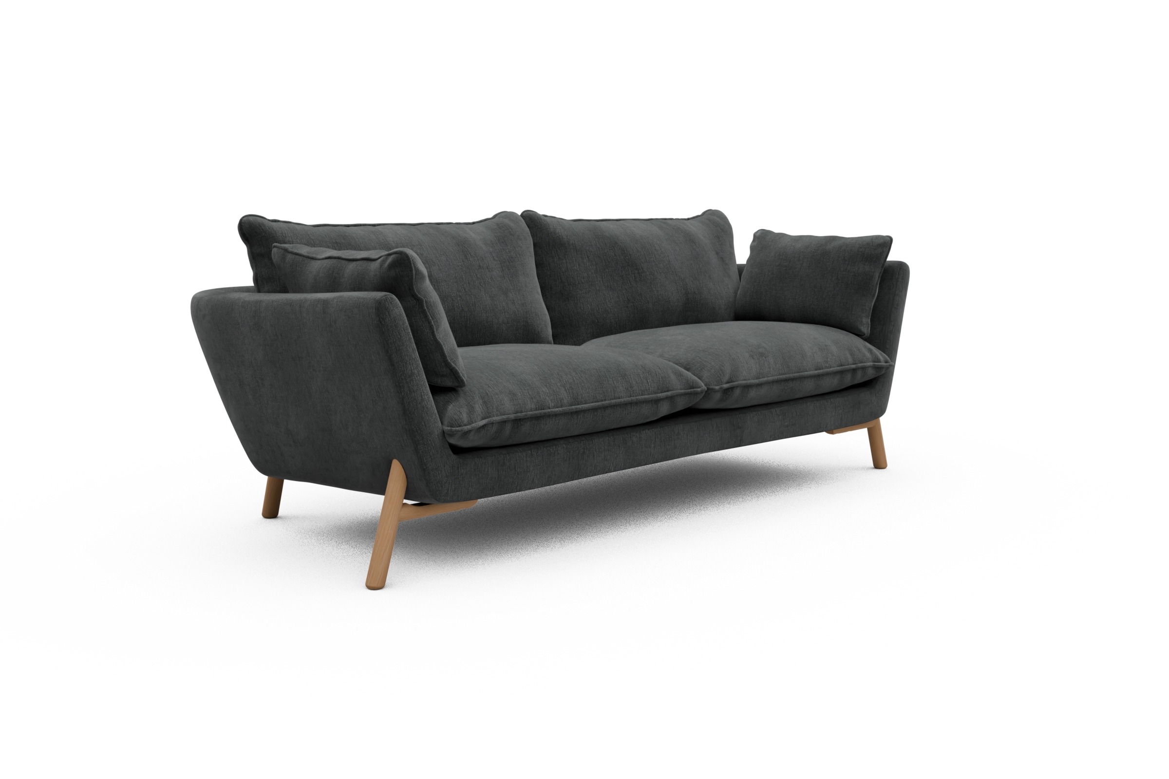 Sofa Emil PREMIUM 3-Sitzer Beinfarbe Eiche Natur Smooth-Deep-Warm-Grey