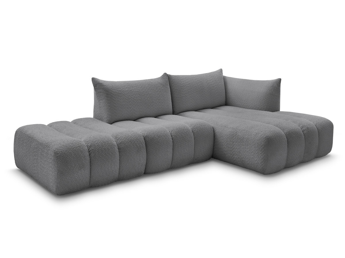 Bobochic Azra Ecksofa 319 × 178 cm Bouclé-Stoff Dunkelgrau Ecke rechts