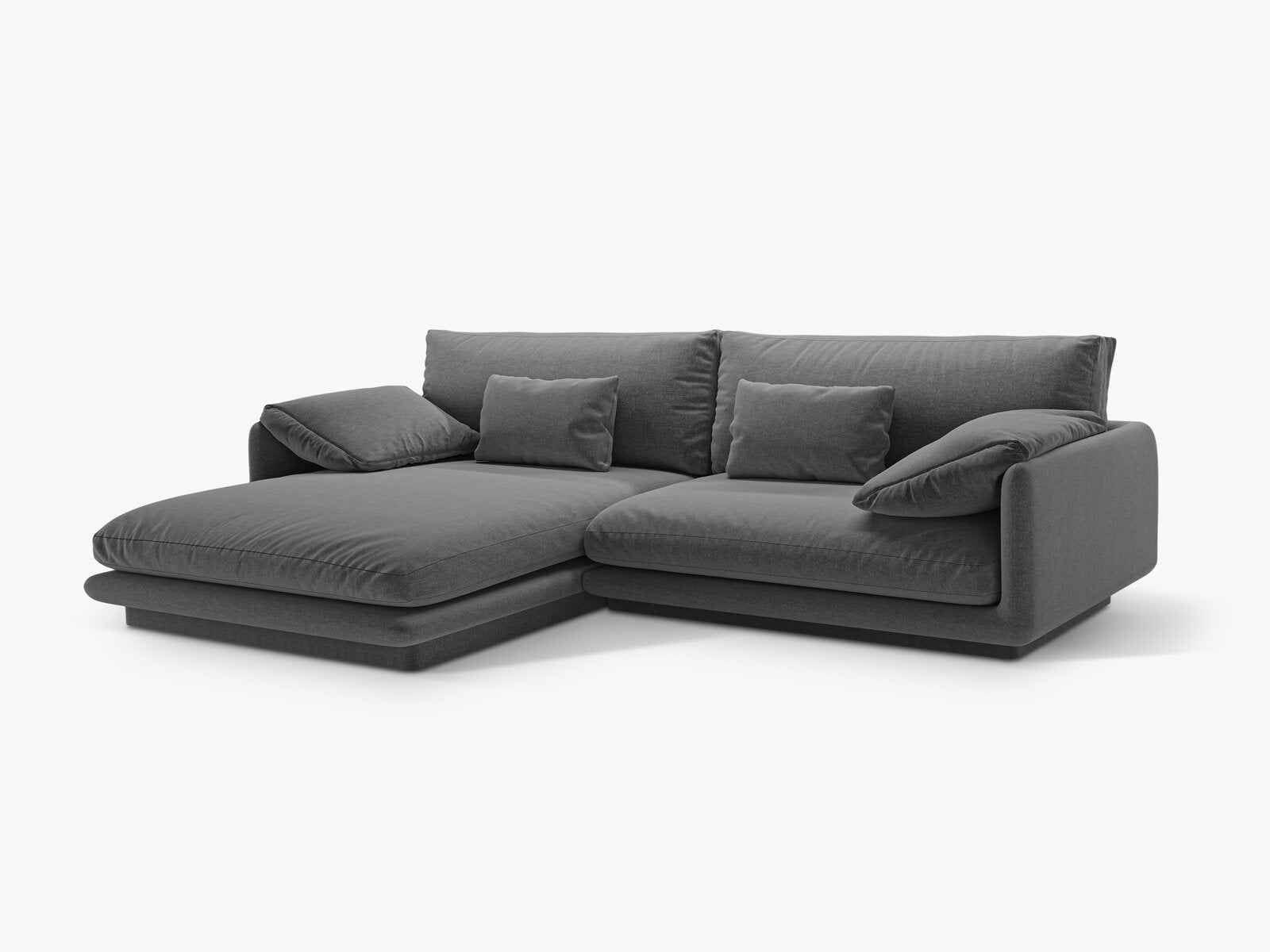 Micadoni Ecksofa Torino 4-Sitzer Links Strukturierter Stoff Dunkelgrau