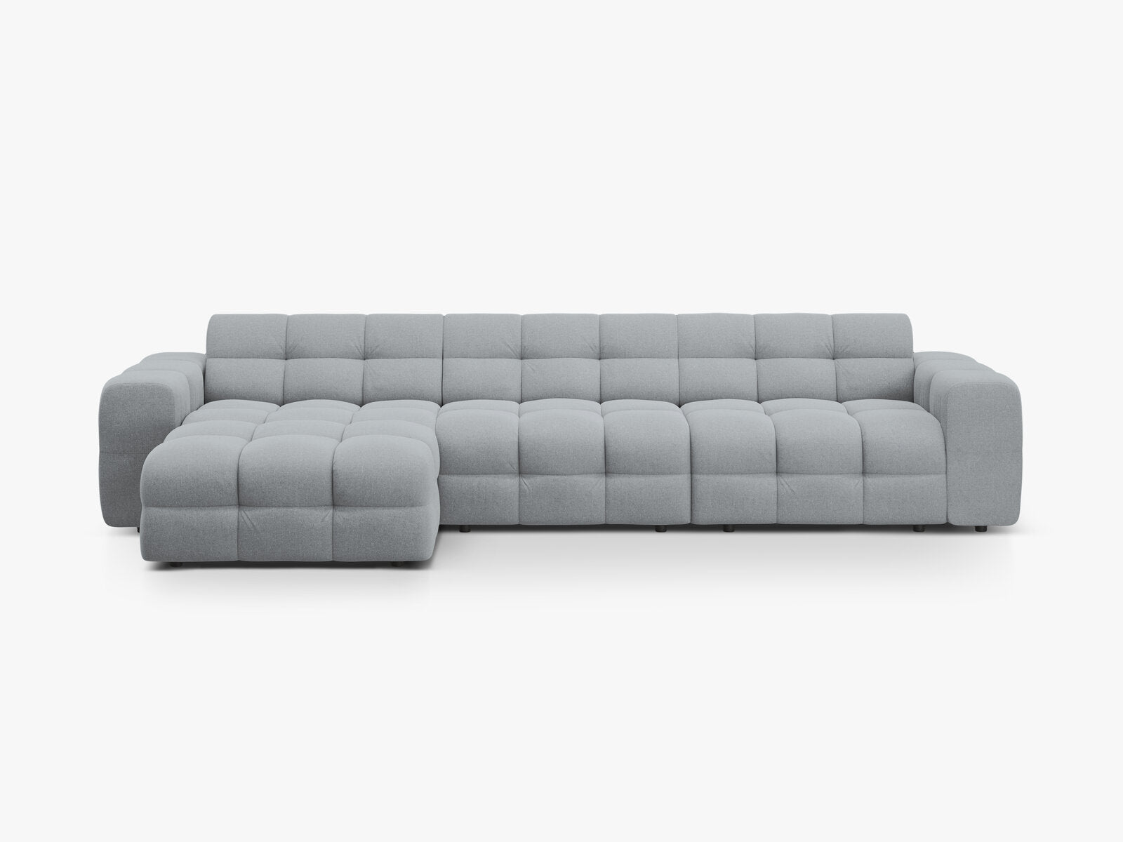 Micadoni Ecksofa Kendal 5-Sitzer Links Strukturierter Stoff Platinum
