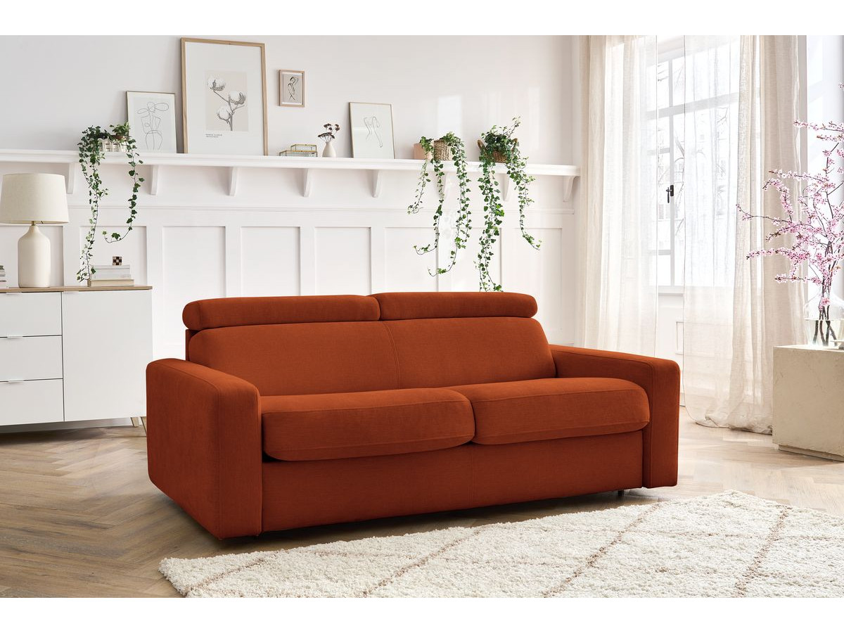 Bobochic Monaco Schlafsofa 3-Sitzer Stoff Orange, Liegefläche 160 × 190 cm