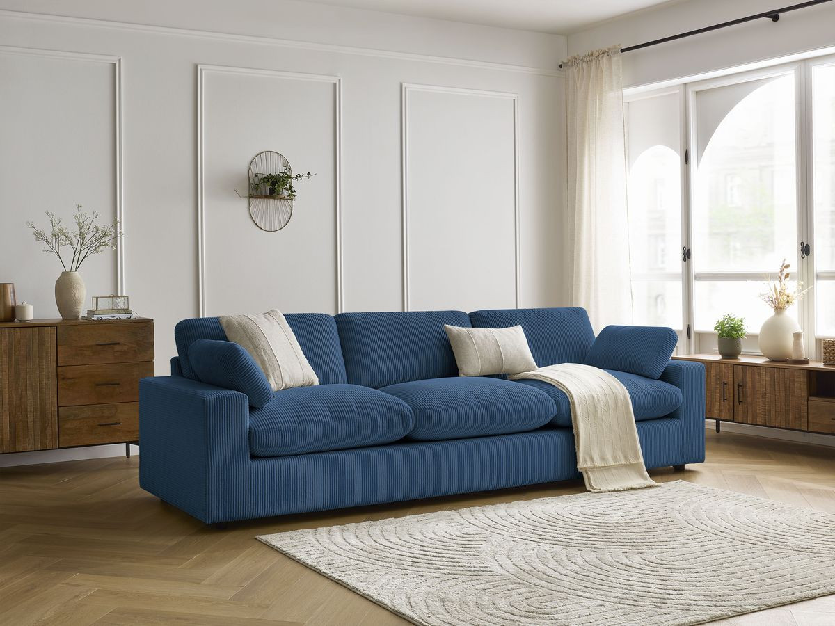 Bobochic Belair Sofa 4-Sitzer Cordsamt Dunkelblau