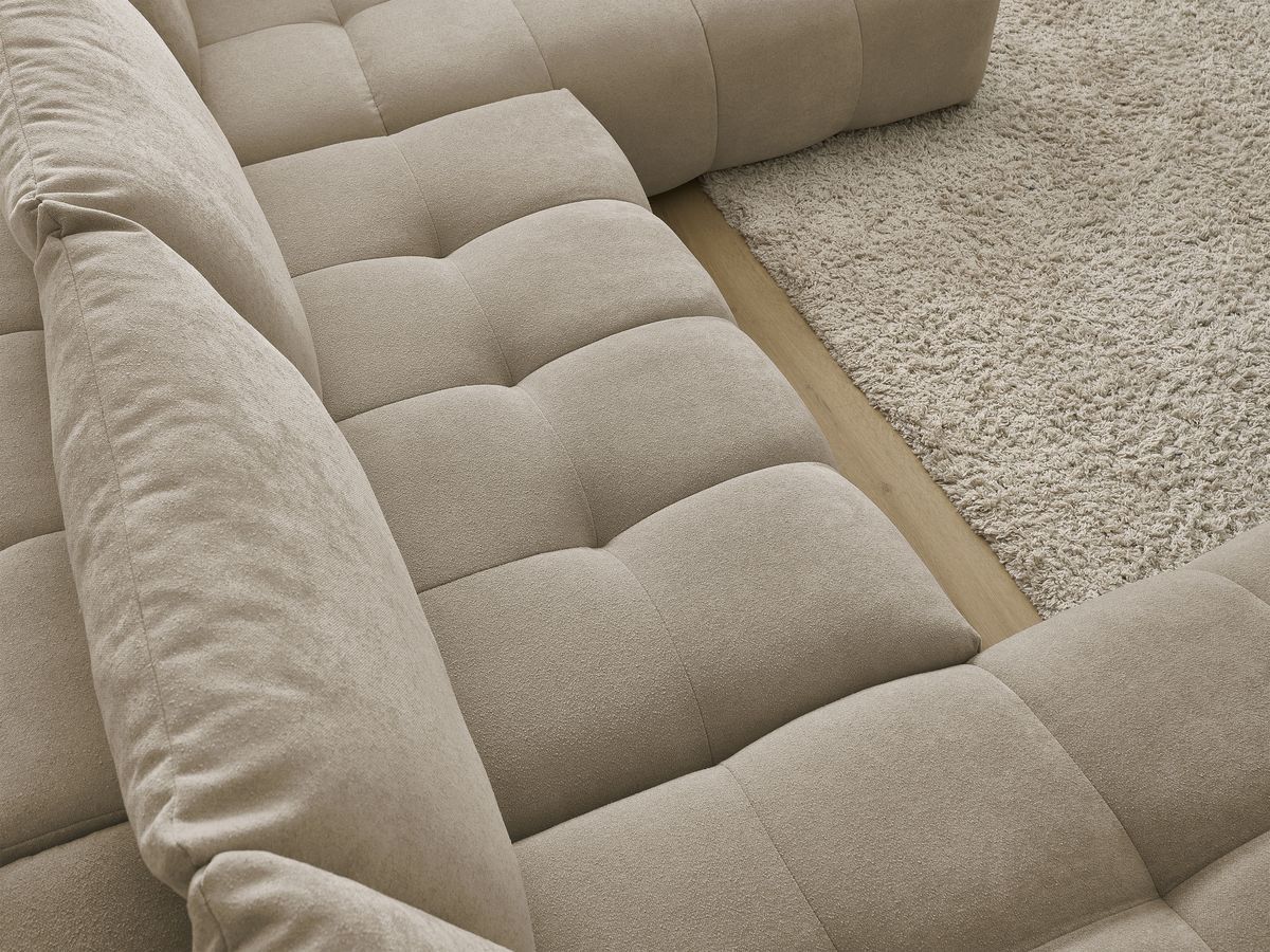 Bobochic Everest Wohnlandschaft, 6 Kissen Strukturstoff Taupe Ecke links