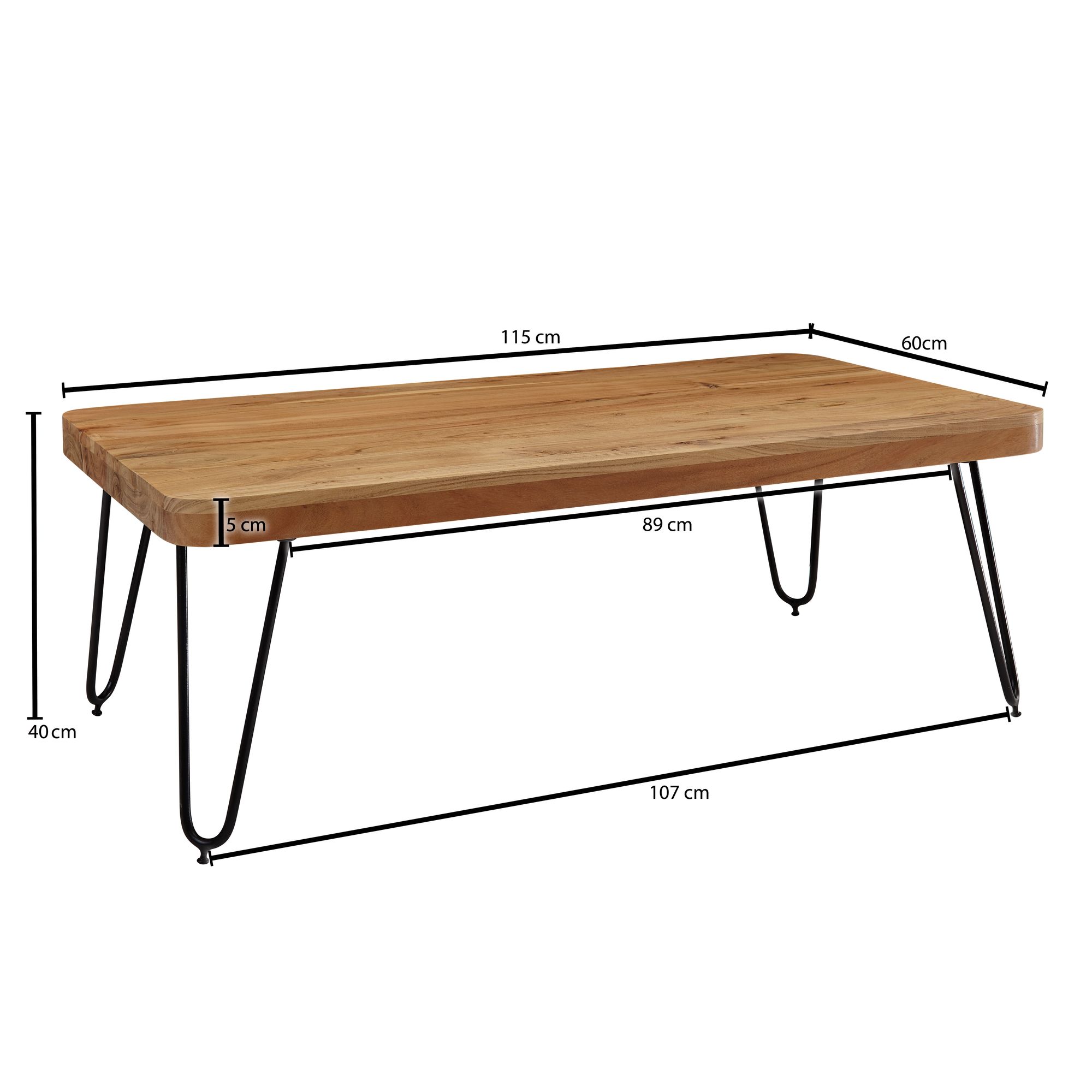 Couchtisch Agdenes Massivholz Akazie 115 × 60 × 40 cm