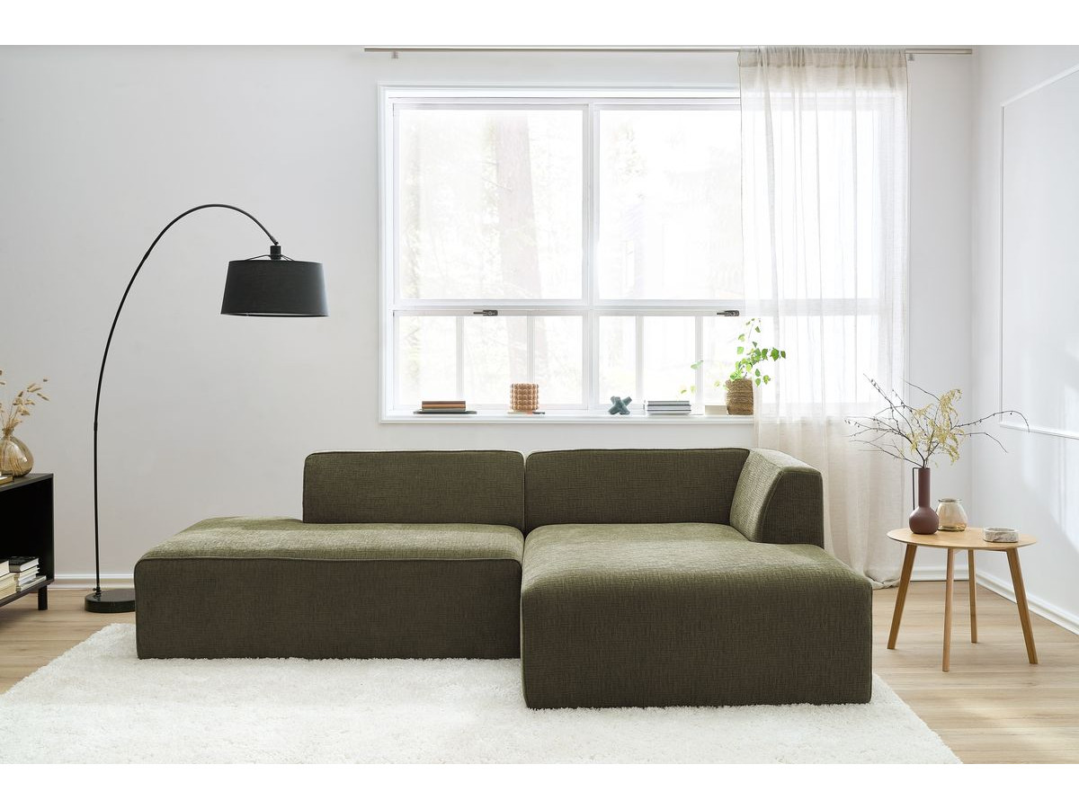 Bobochic Megeve Ecksofa Strukturstoff Grün Ecke rechts