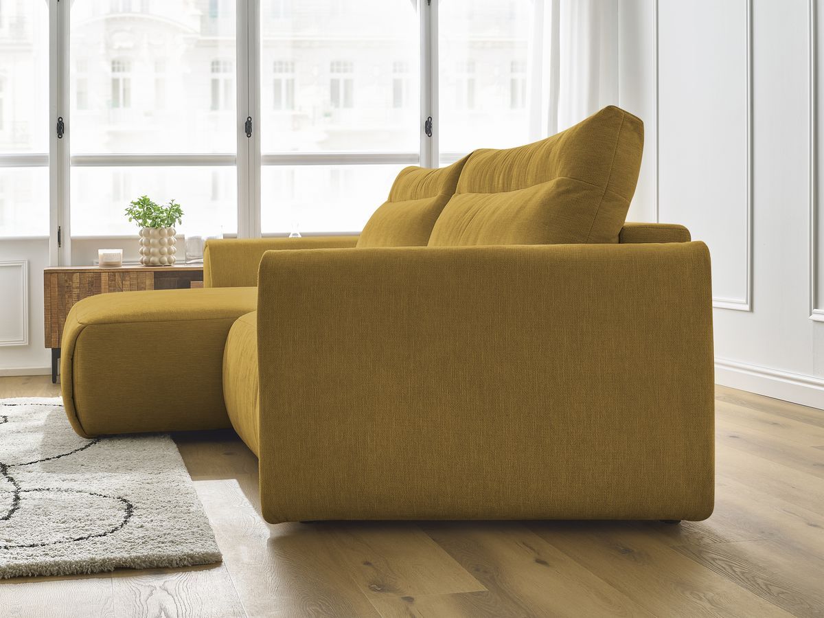 Bobochic Aden Ecksofa 293 × 152 cm Stoff Gelb Ecke links