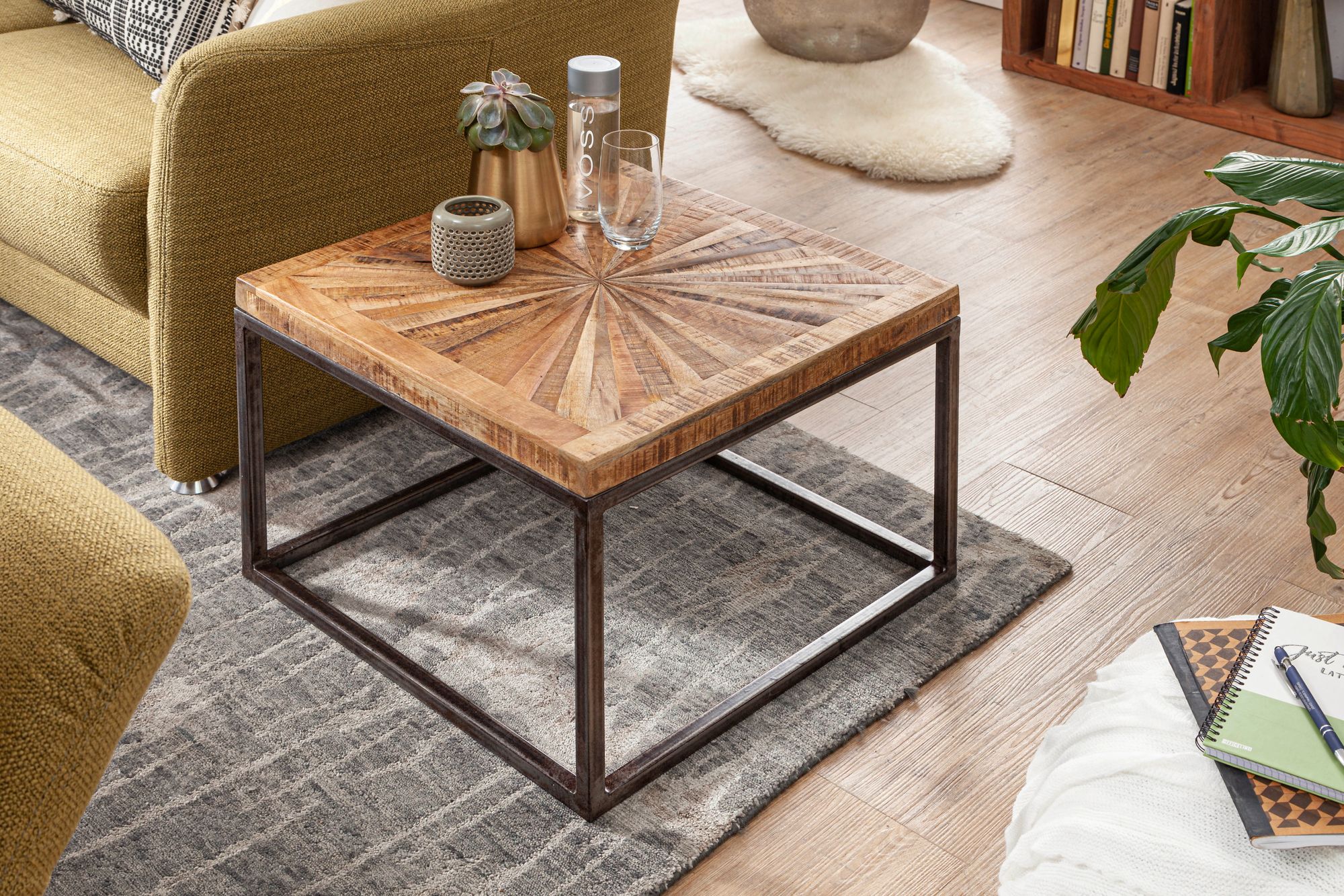 Couchtisch Maribo Mango Massivholz Braun 55 × 55 × 40,5 cm