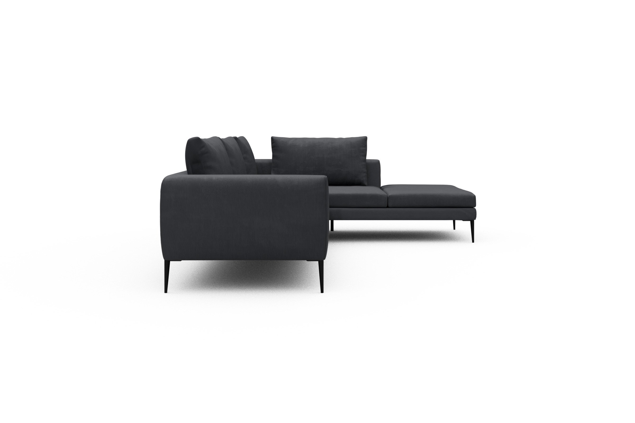 Ecksofa Paul Relax-Ecke links mit 3-Sitzer Cordufine-Slate-Grey