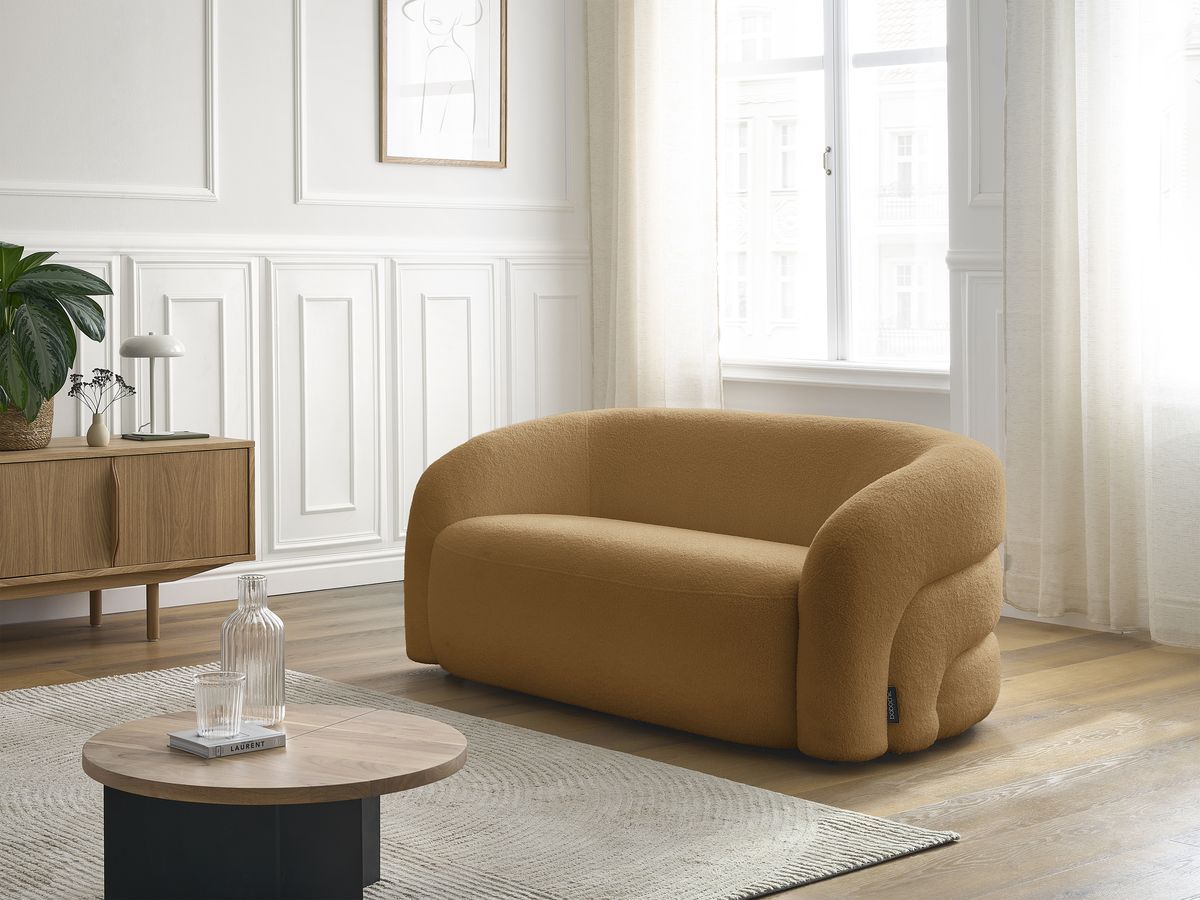 Bobochic Elina Sofa 2-Sitzer Bouclé-Stoff Gelb