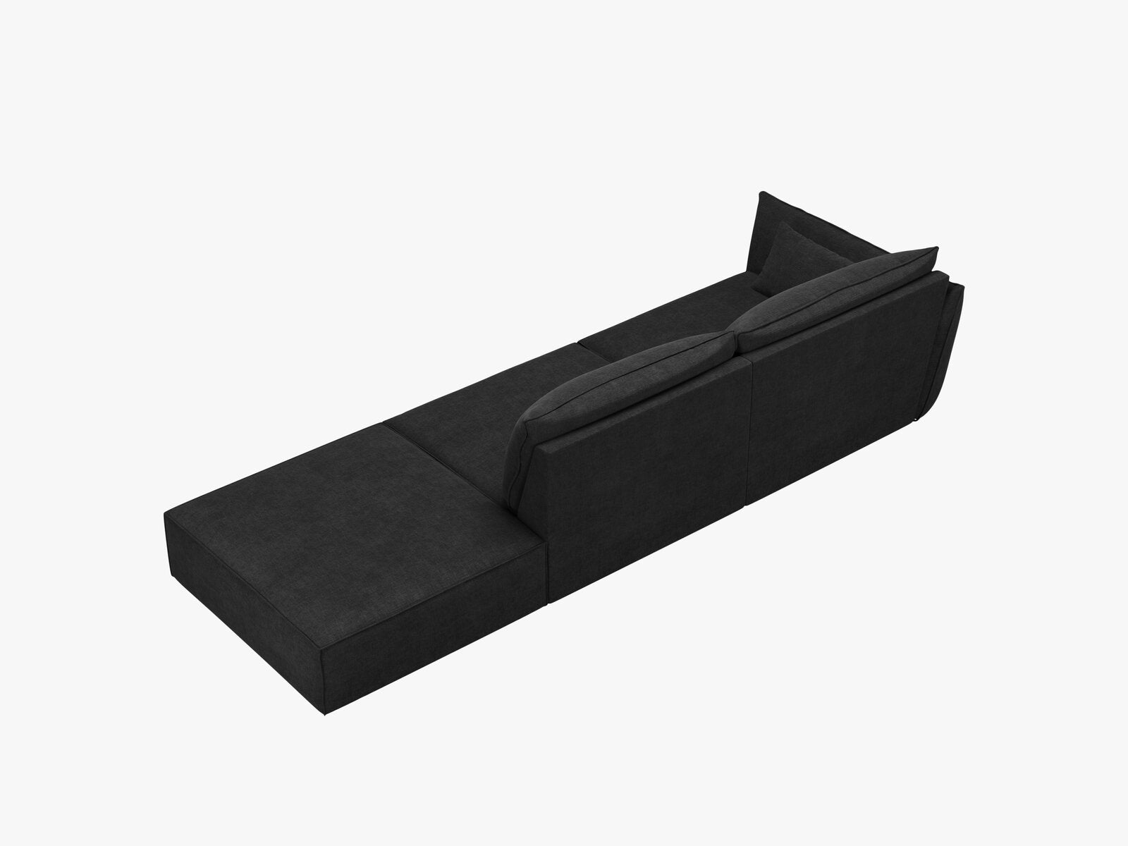Micadoni Sofa Kaelle 4-Sitzer Rechts Chenille Over The Horizon Schwarz