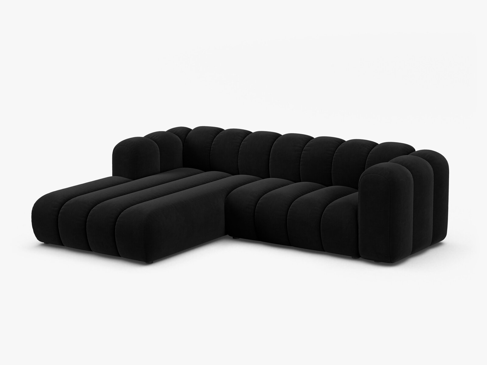 Micadoni Modulares Ecksofa Lupine 4-Sitzer mittelgroß Links Samt Salvador Schwarz