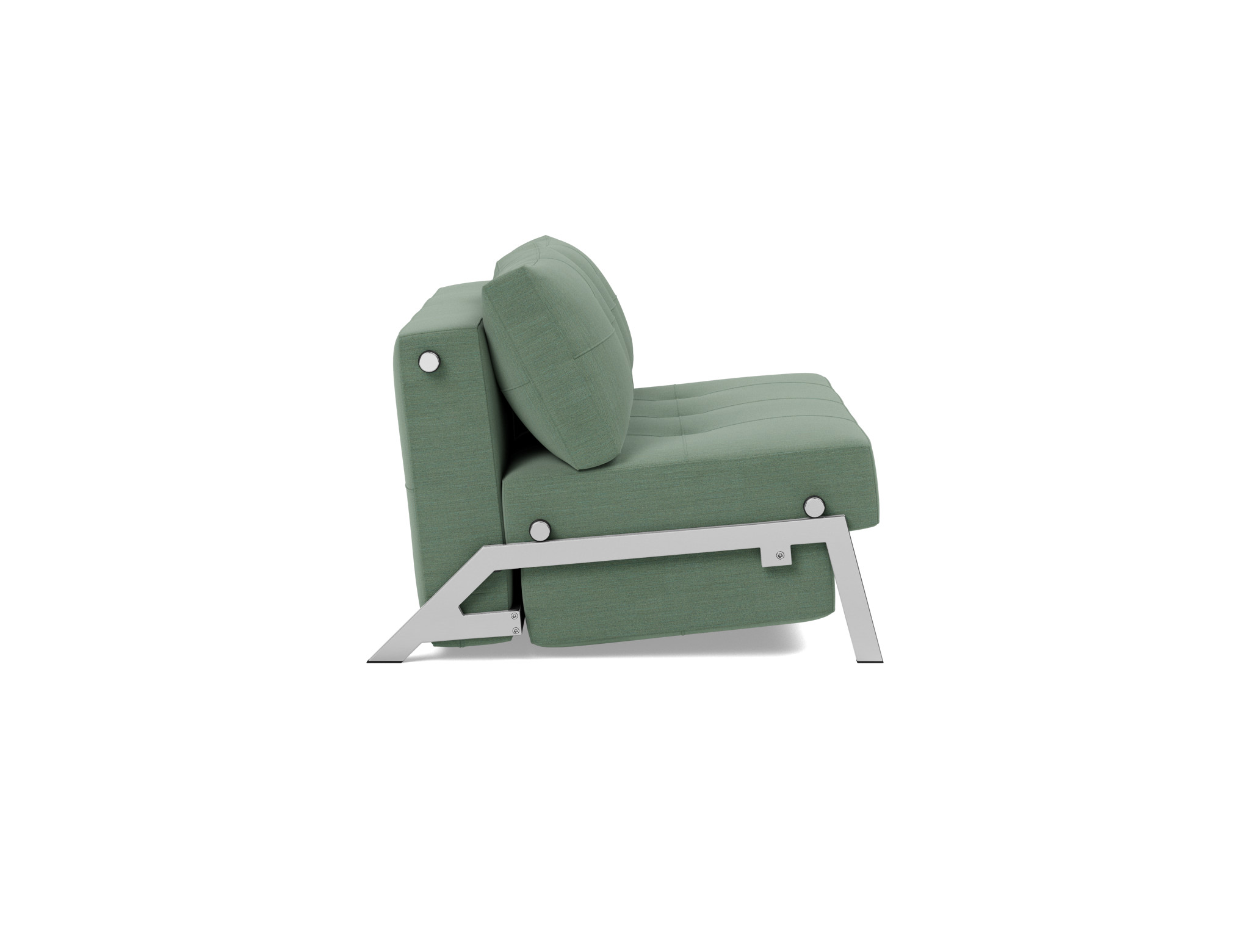 Schlafsofa Cubed 140 Flachgewebe Elegance 518-Green Beine Chrom