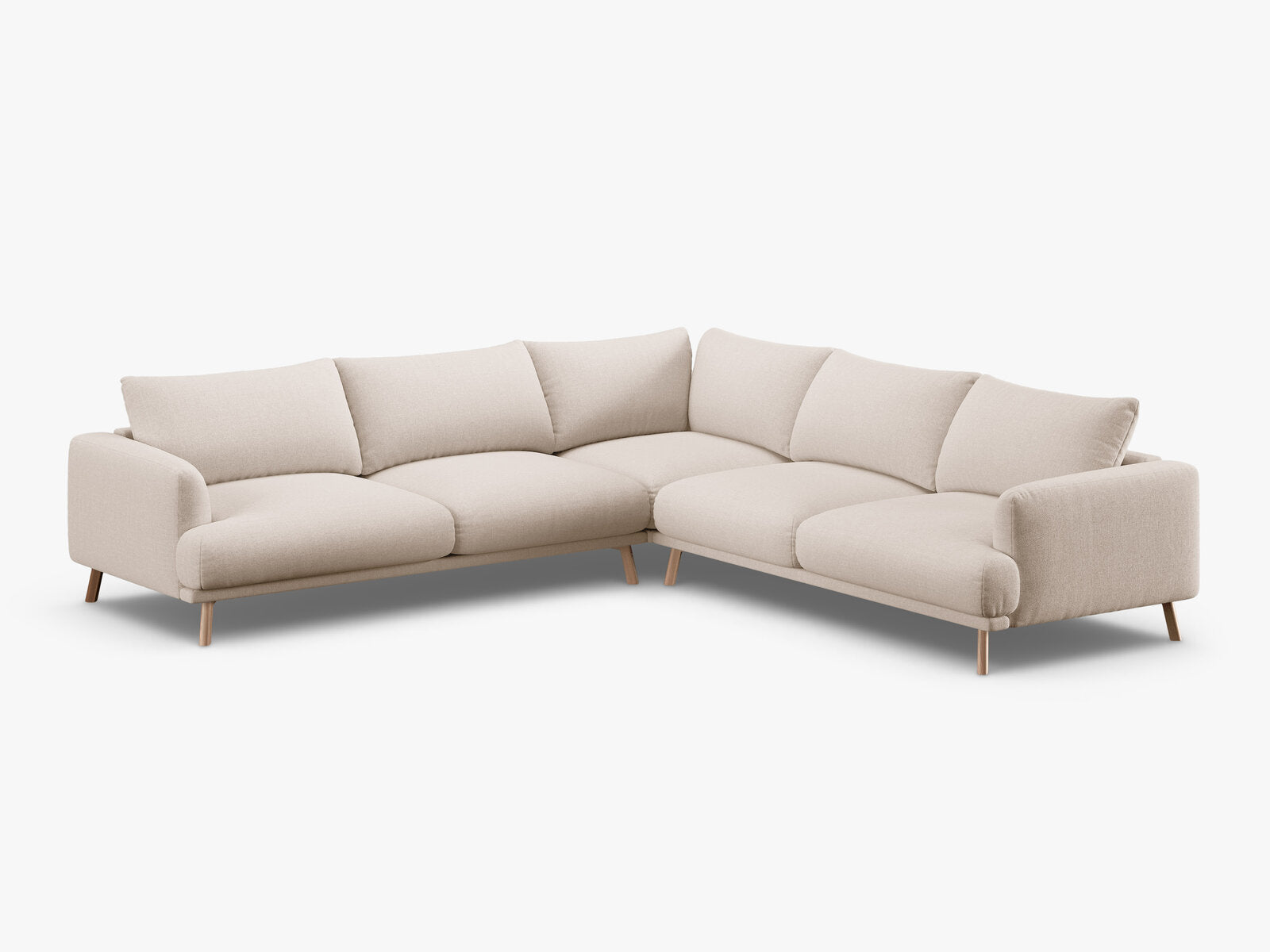 Micadoni symmetrisches Ecksofa Naomi 5-Sitzer Strukturierter Stoff Liberty Beige