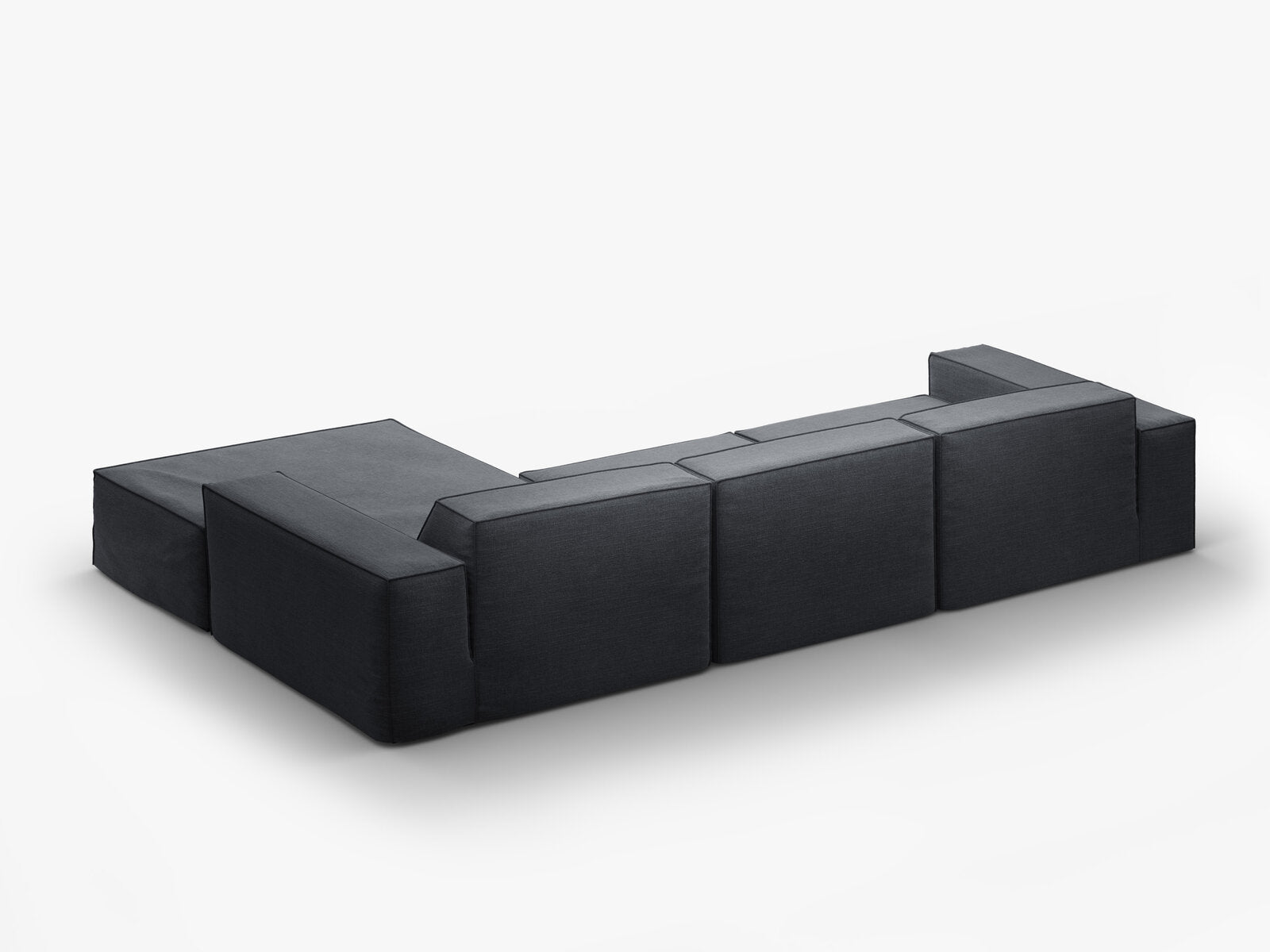 Micadoni Ecksofa Jodie 4-Sitzer Rechts Strukturierter Stoff Lins Grau und Blau