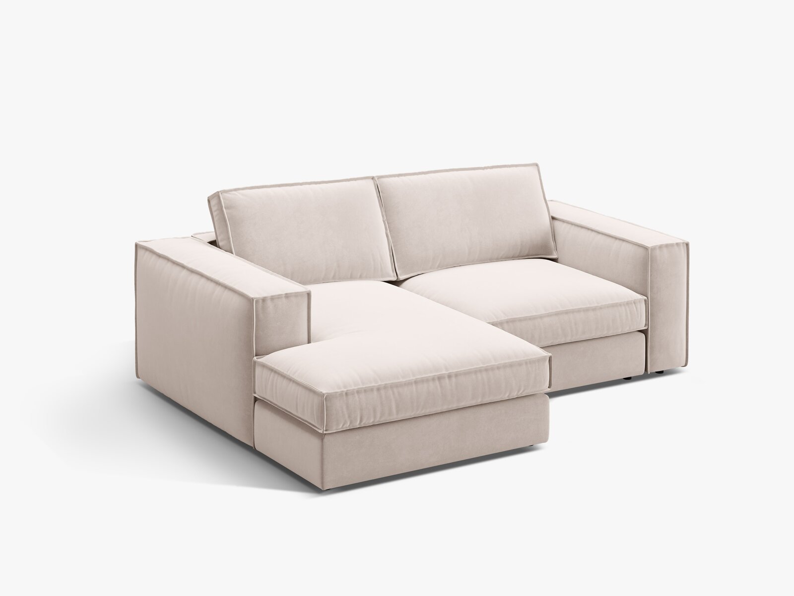Micadoni modulares Ecksofa Pola 2-Sitzer kleine Version Links Samt Salvador Beige