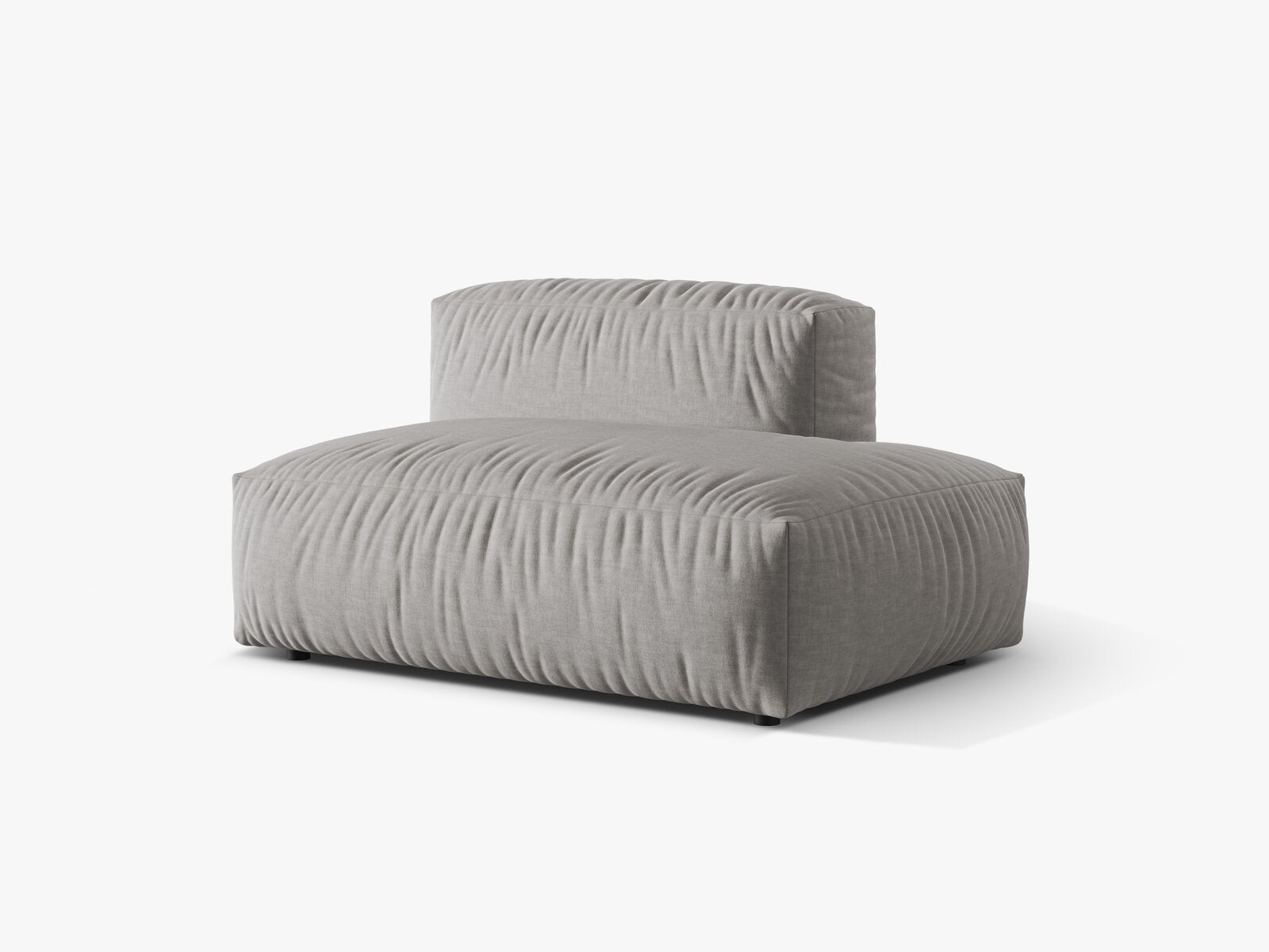 Micadoni Ecksofa-Modul Martina 1-Sitzer Strukturierter Stoff Boston Hellgrau Rechts