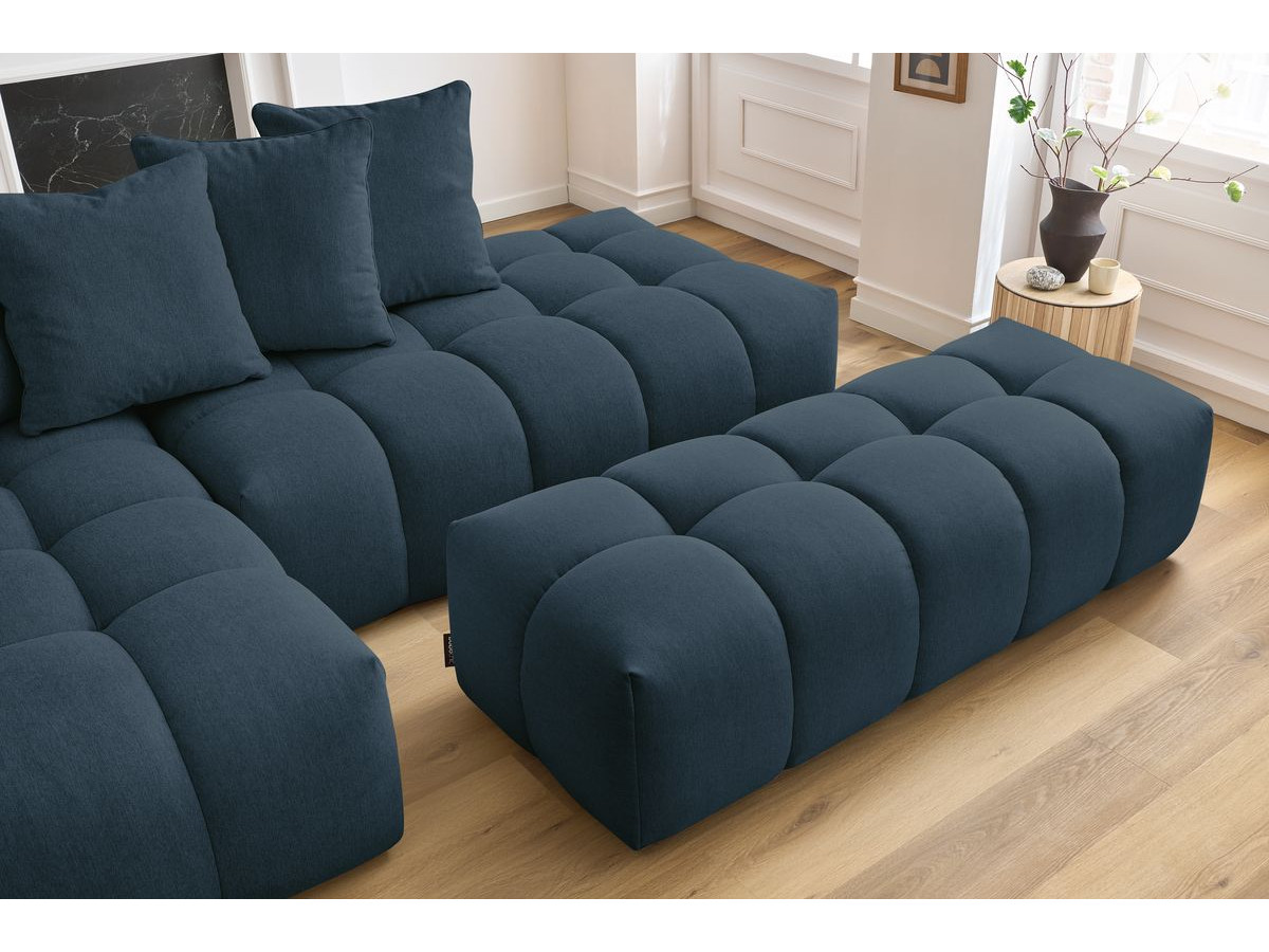 Bobochic Mont-blanc Ecksofa mit Pouf Melange-Stoff Dunkelblau Ecke links