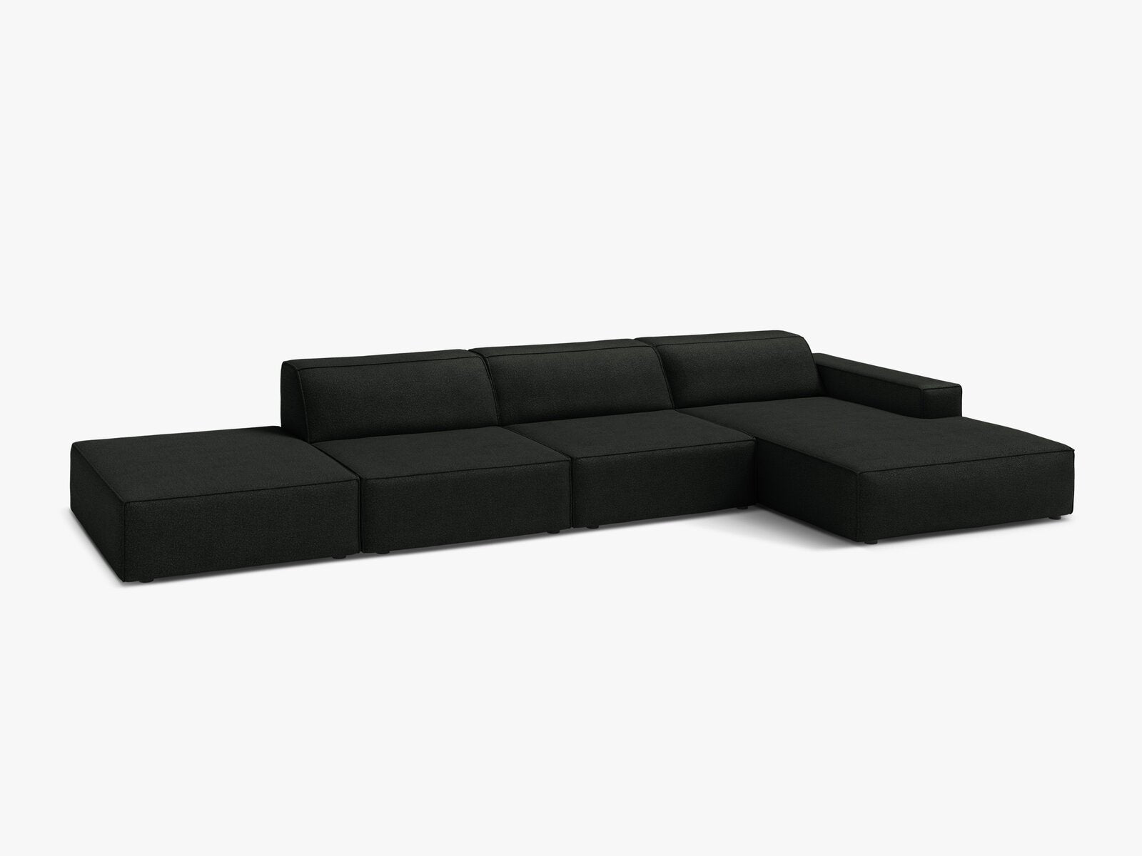 Micadoni Ecksofa Jodie 5-Sitzer Rechts Boucle Baloo Schwarz