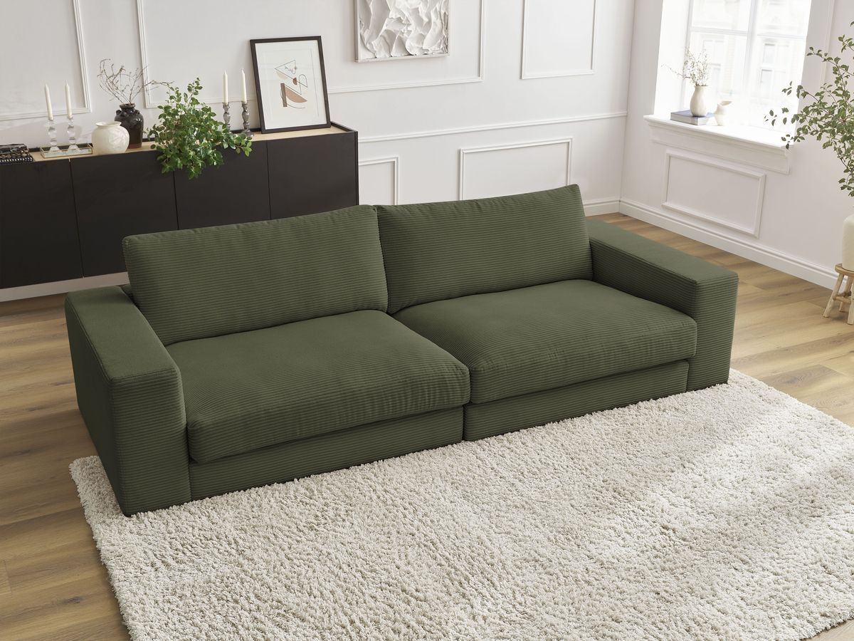 Bobochic Leonard Sofa 3-Sitzer 234 × 109 cm Cordsamt Hellgrün